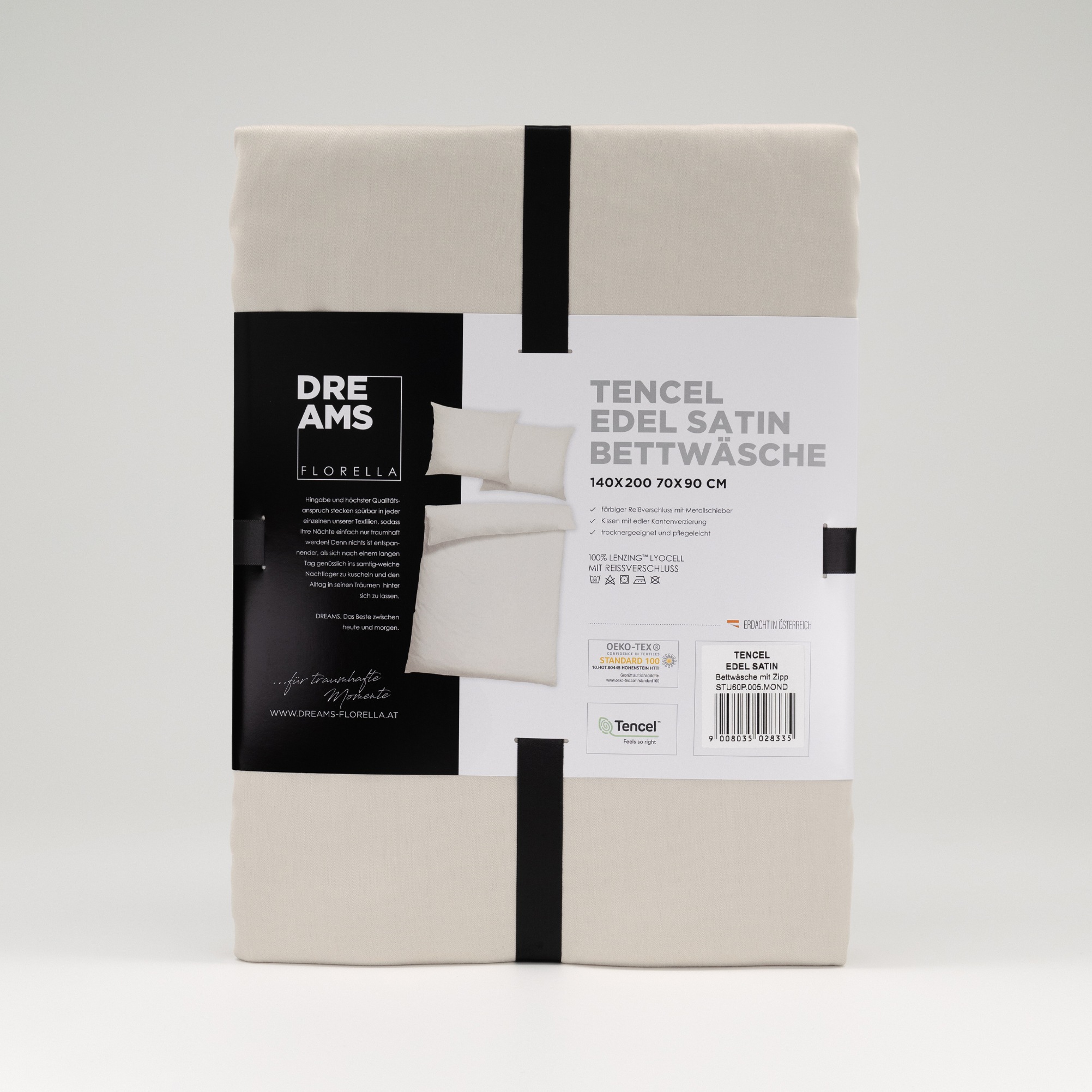 Florella Bettwäsche »Uni, 100 % TENCEL™ Lyocell«, (2 tlg.), Kissen mit edler Kantenverzierung