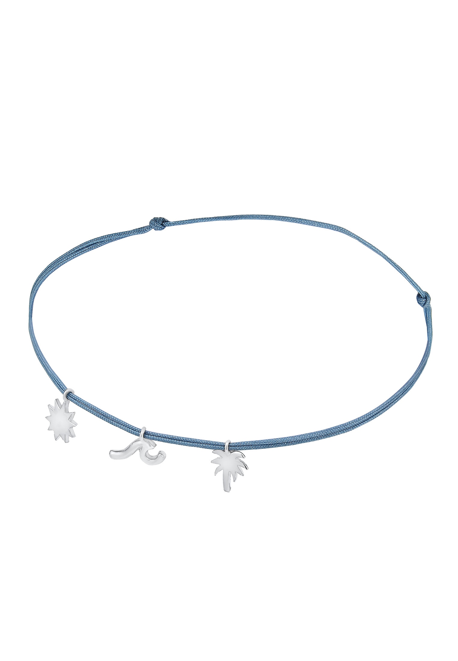 Elli Fußkette »Fußschmuck Palme Beach Boho Strand Nylon Bändchen 925 Sterling Silber«