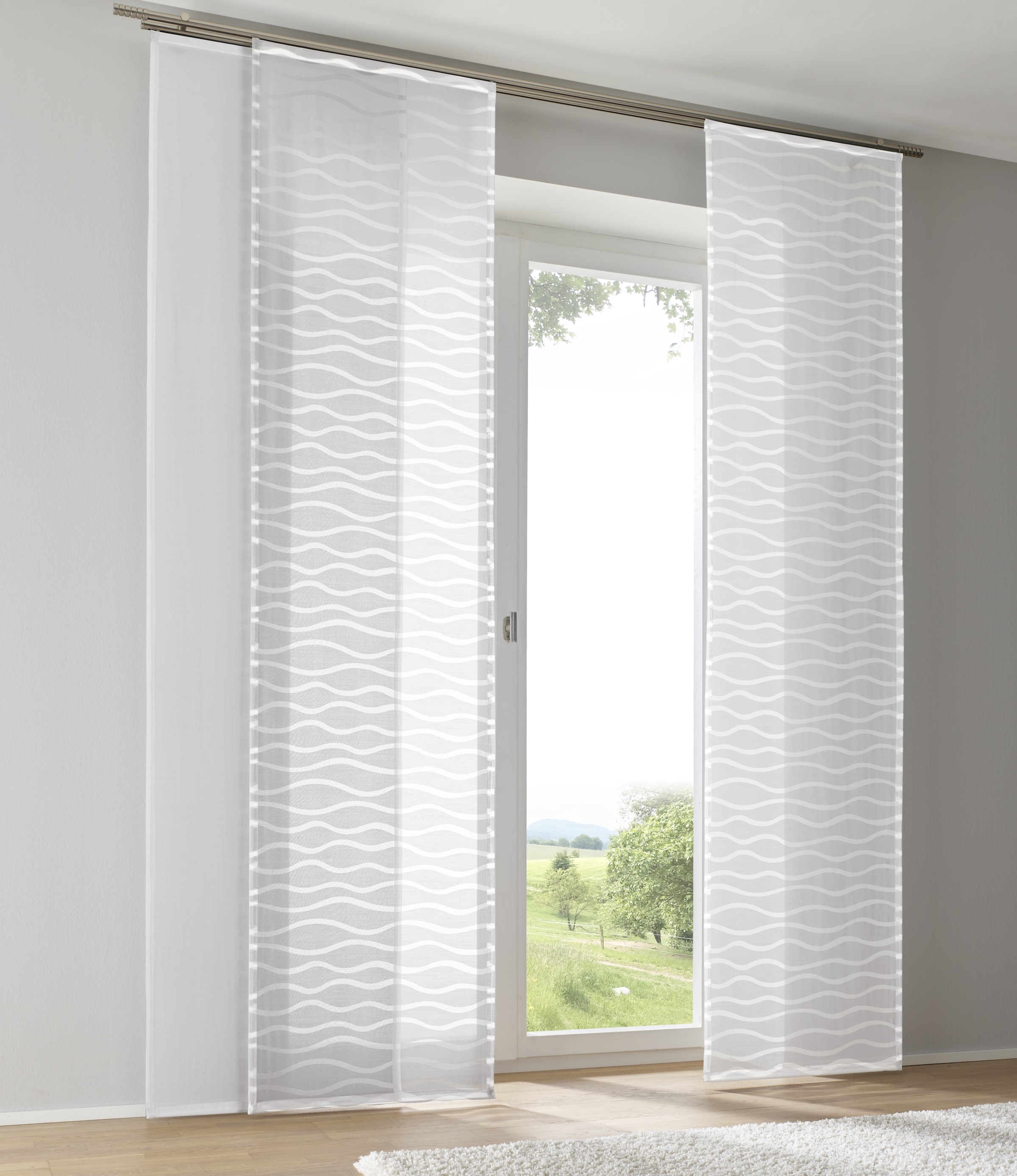Kutti Schiebegardine »Enya«, (1 St.), Ausbrenner Welle transparent uni