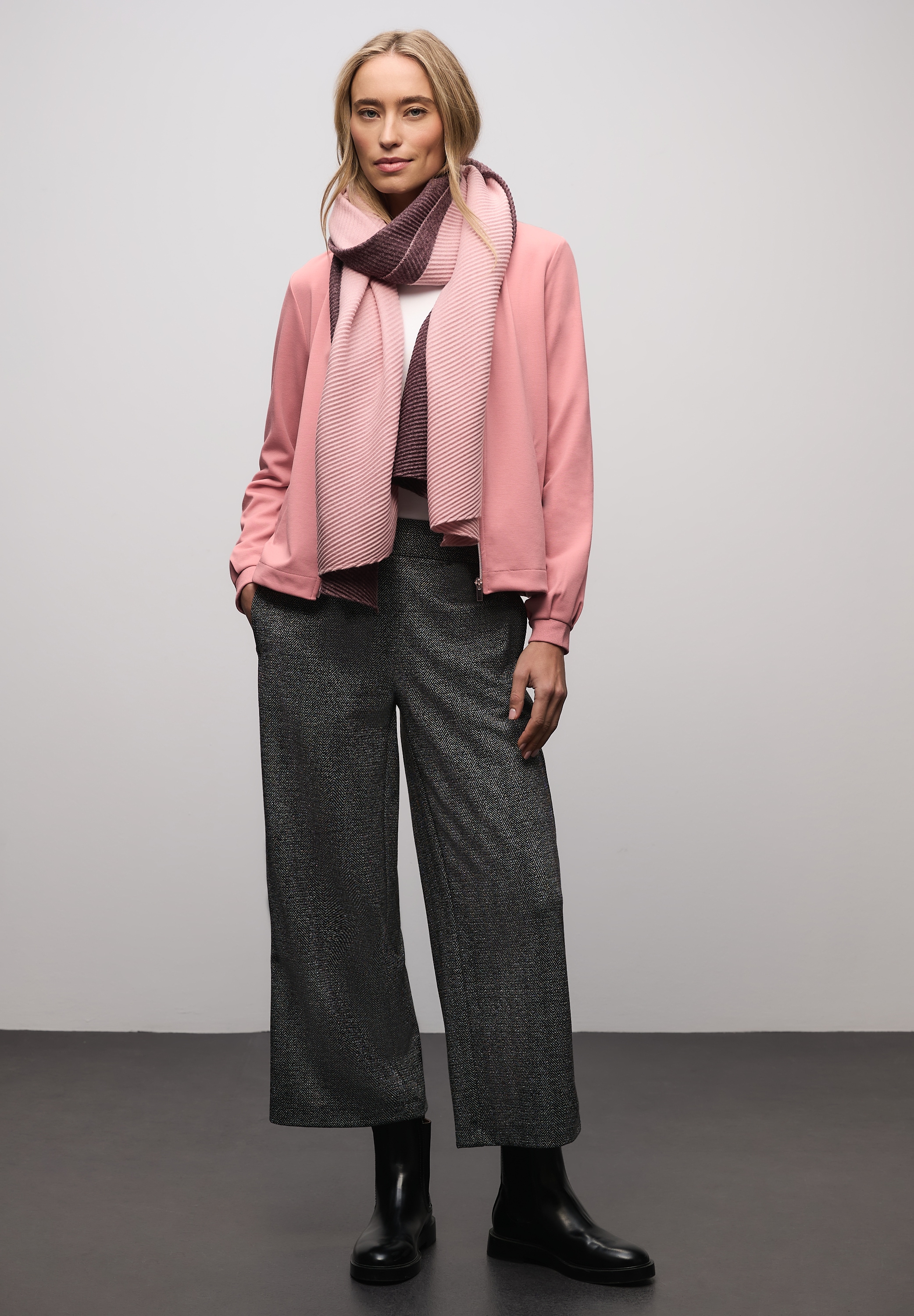 STREET ONE Sweatjacke in Blouson-Optik und mit Glitzer