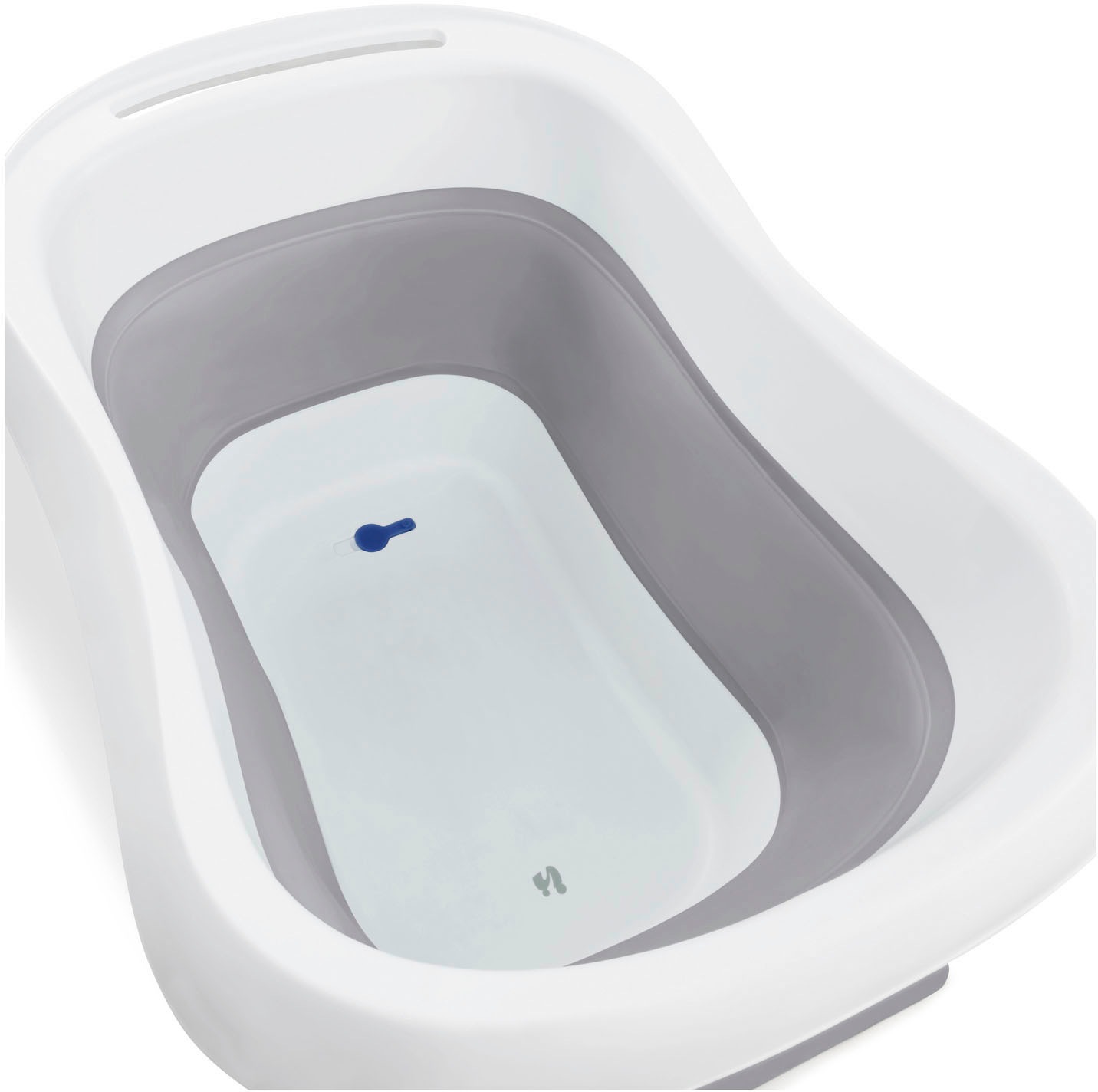 Hauck Babybadewanne »Wash N Fold L, White/Stone«, Faltbadewanne mit Wassertemperaturmessung am Ablaufstopfen