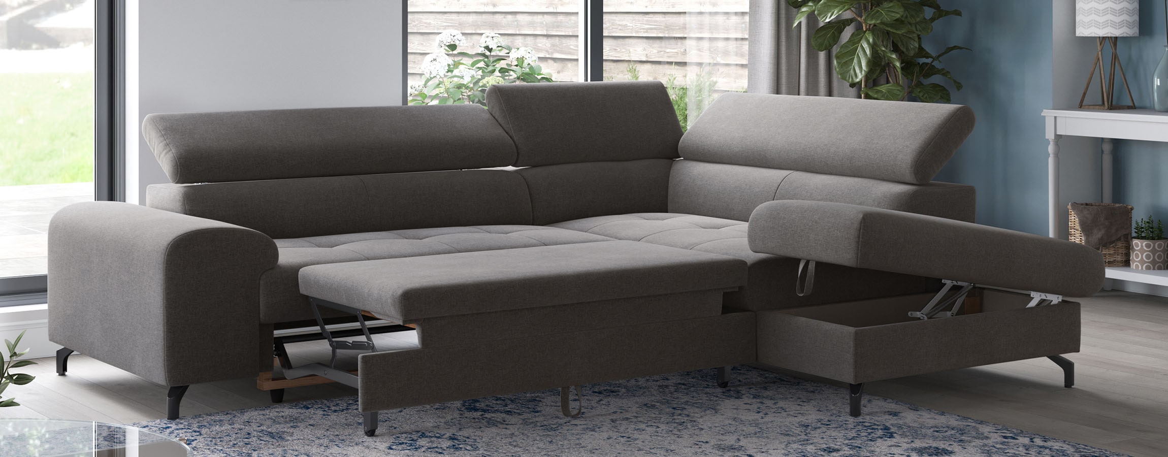 COTTA Ecksofa »Aura L-Form, B: 260 cm« mit Bettfunktion, Bettkasten & Kopfteilverstellung