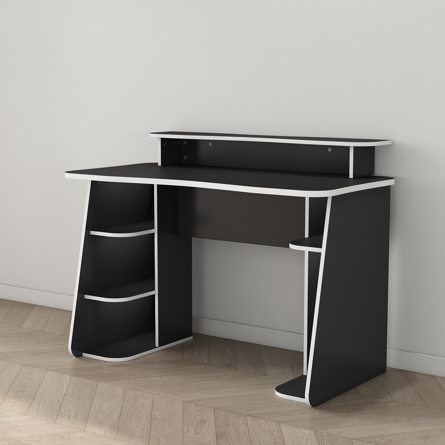 OTTO home Gamingtisch »GAME, Computertisch, Schreibtisch, Towerfach, Monitoraufsatz,« ergonomisch geschwungene Tischplatte, Breite 120 oder 150 cm