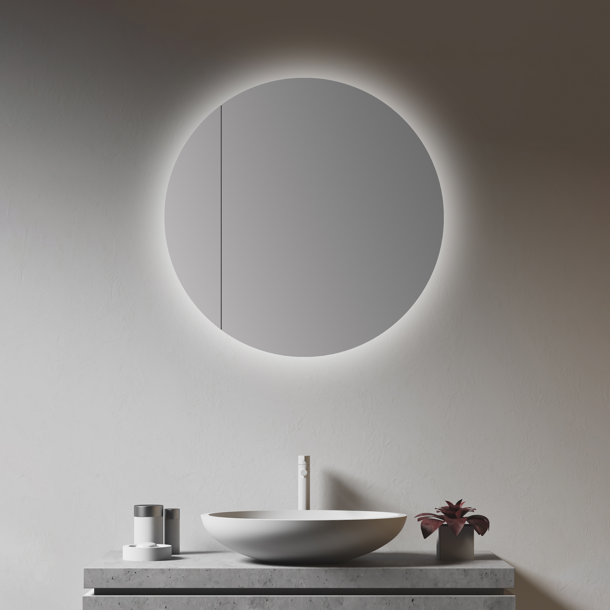 Spiegelschrank »Picasso Style, weiß, Ø 60cm«, Rahmen aus hochwertiger Aluminiumlegierung