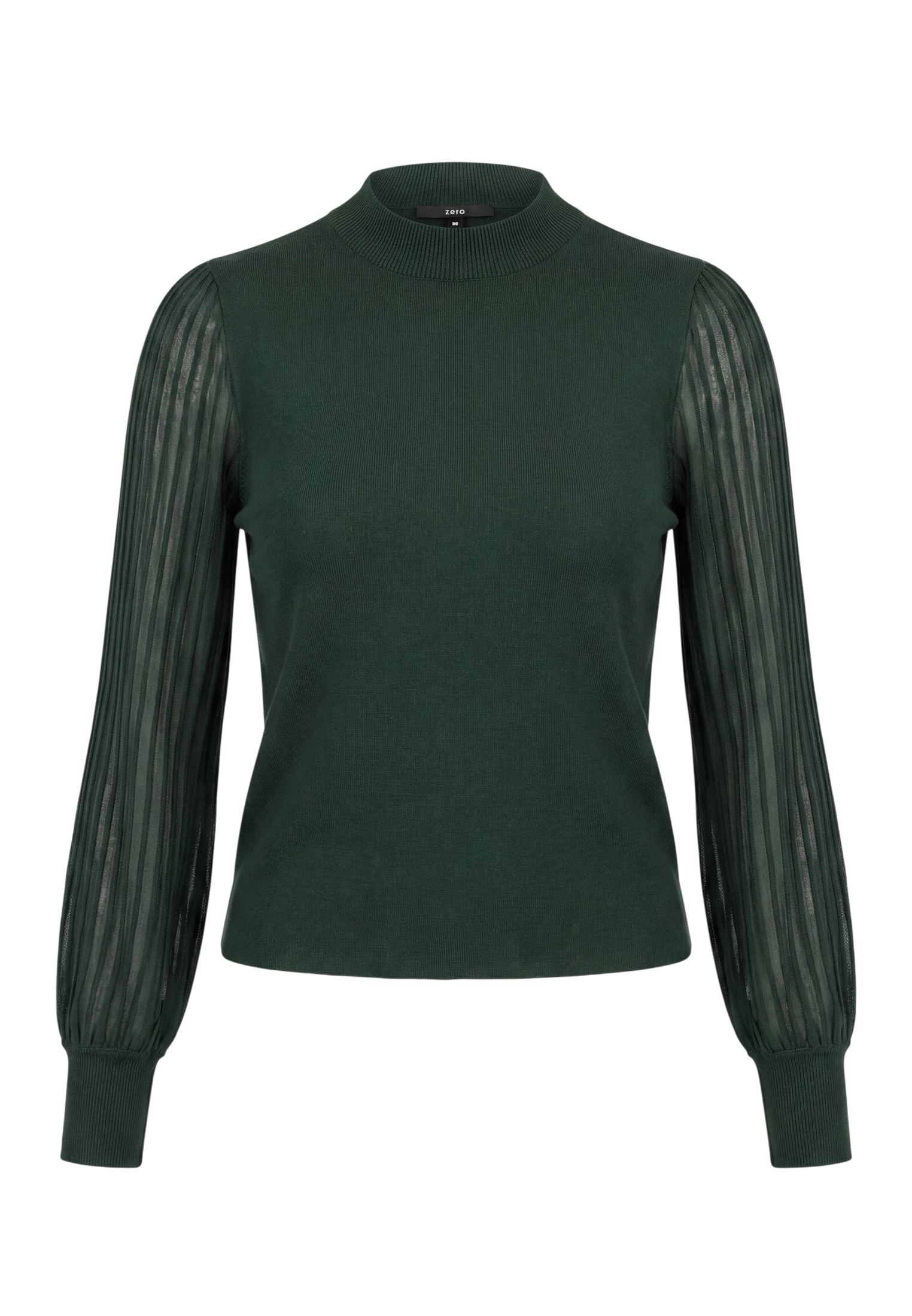 Zero Rundhalspullover »Feinstrickpullover mit Spitzenärmeln«
