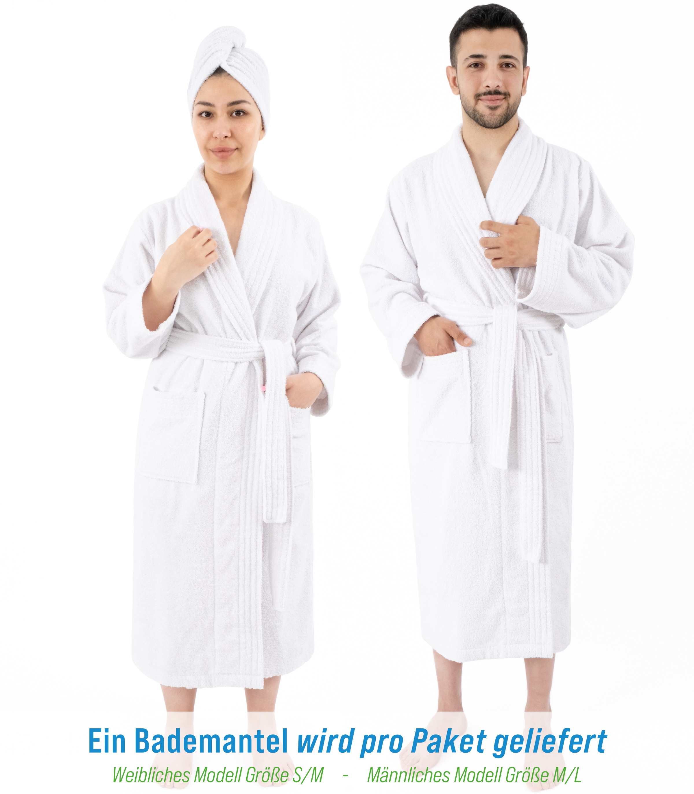 HAMMETEX Bademantel »Bademantel 100% Baumwolle Unisex, 400 GSM, Weich & Saugfähig«, (Packung), ideal für Sauna & Spa, Hotelbademantel, Morgenmantel
