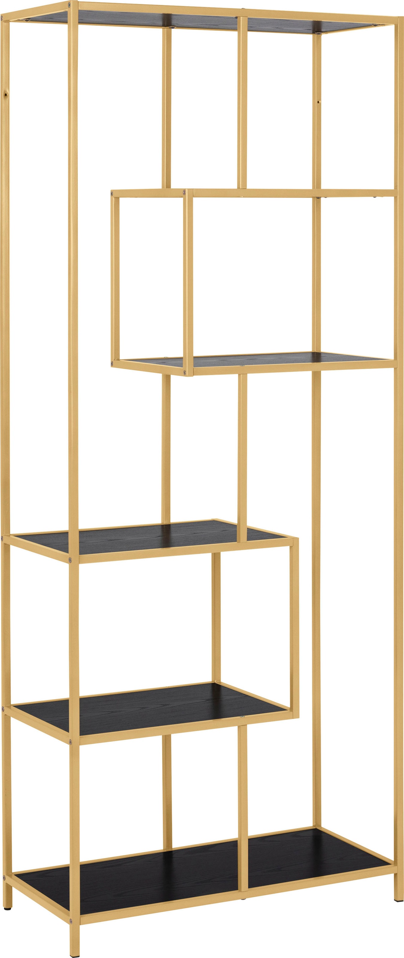 ACTONA GROUP Bücherregal, Metallgestell, modernes Design, 5 Einlegeböden, asymmetrische Details