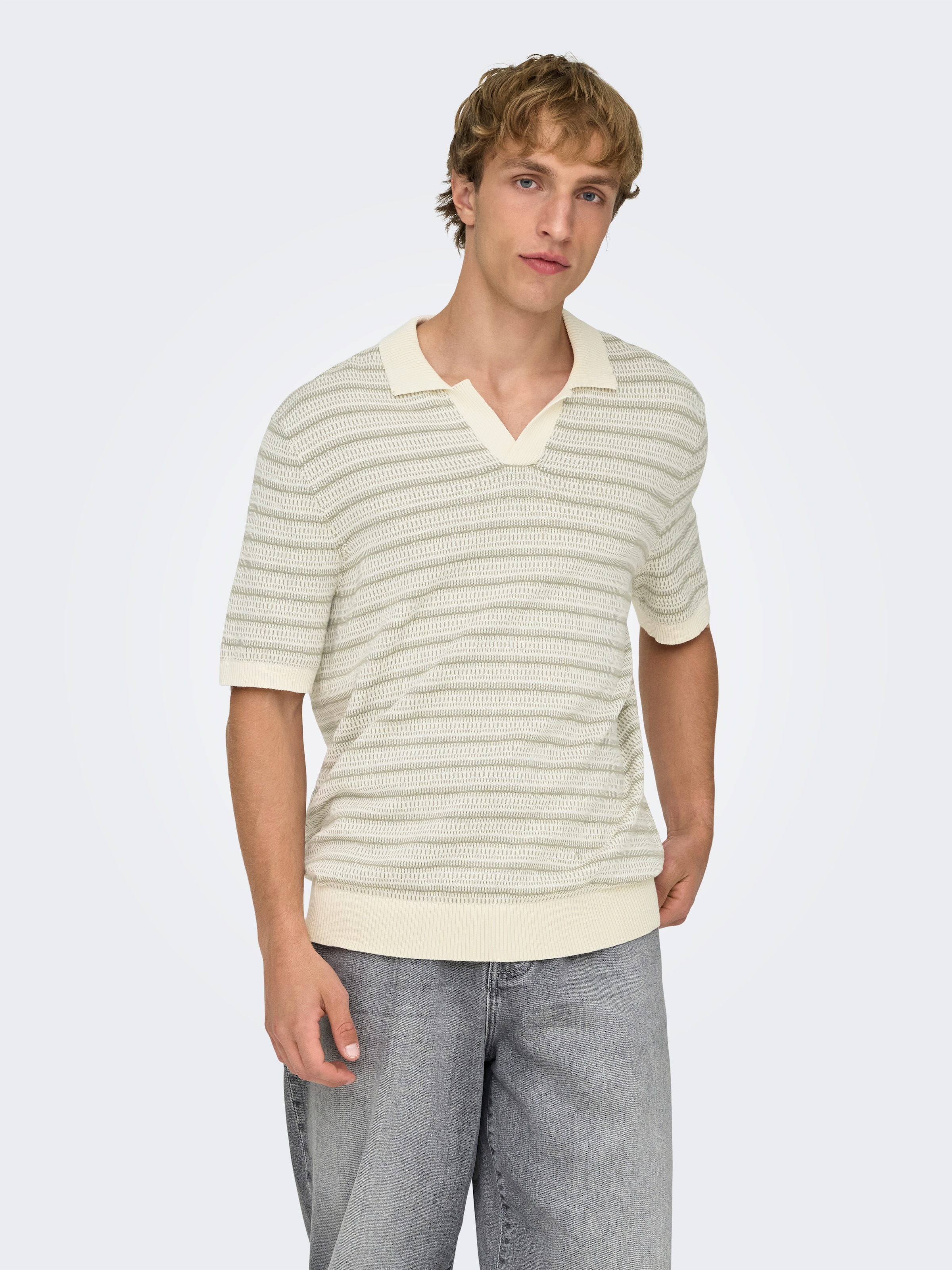 ONLY & SONS Polokragenpullover »ONSTILO REG SS SPLIT NECK KNIT NOOS« Baumwolle, regular fit