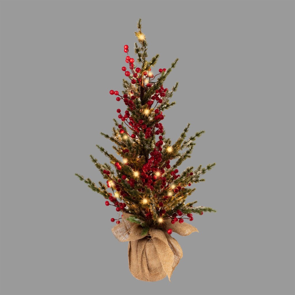 Schneider LED Baum »Weihnachtsdeko«, 30 flammig-flammig, mit Beeren, in Frost-Optik, mit 30 LEDs undTimerfunktion, H. ca. 88 cm