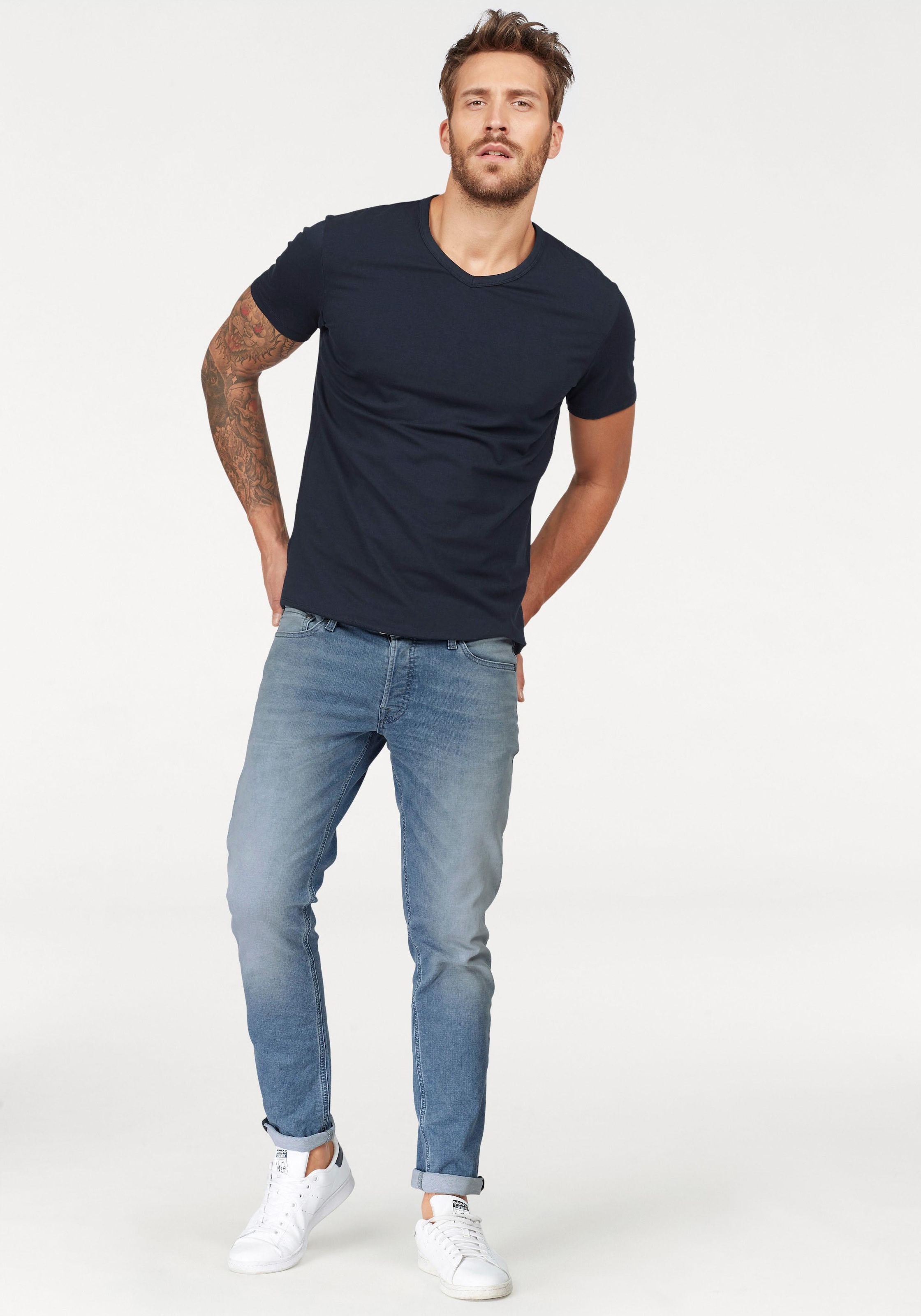 Jack & Jones T-Shirt »SLIM- FIT BASIC TEE V-NECK«, mit V-Ausschnitt