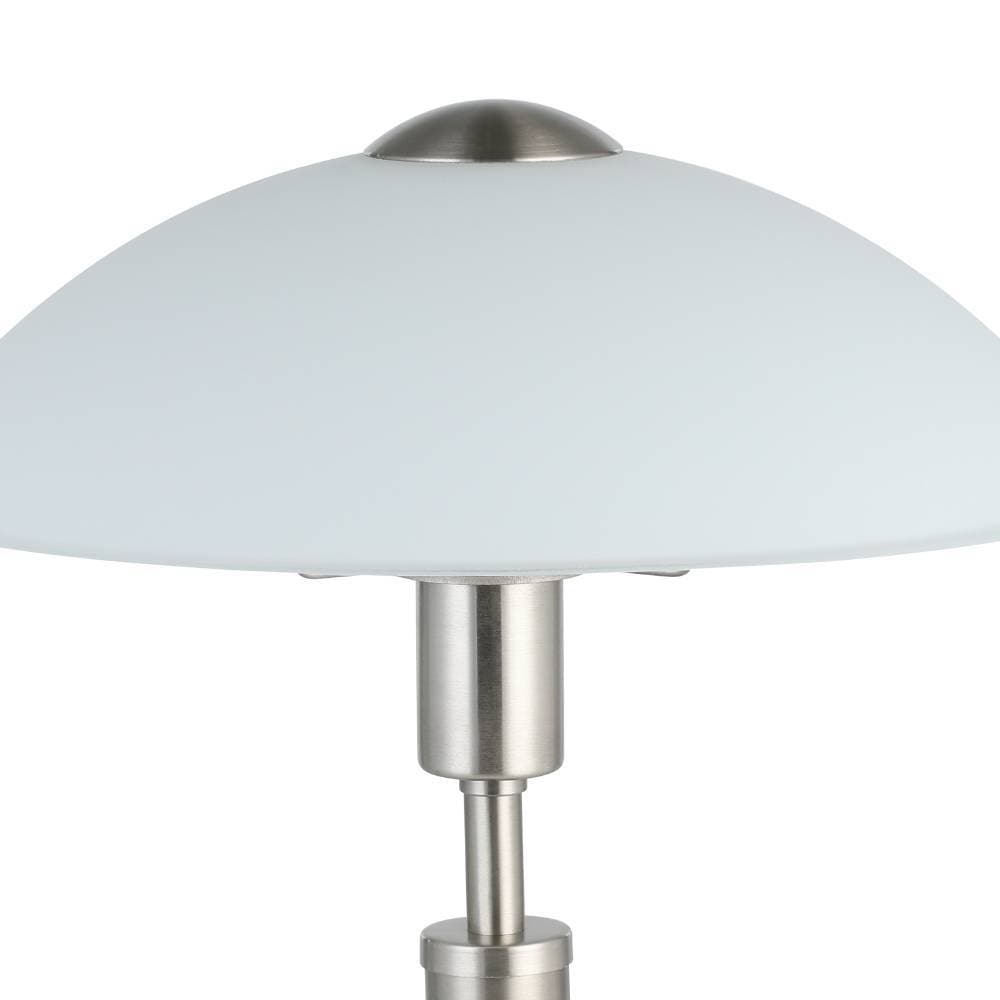 EGLO Tischleuchte »SOLO 1 Tischlampe, Nachttischlampe, Wohnzimmerlampe, nickel-matt, weiß«, 1 flammig, Leuchtmittel E14 | Leuchtmittel wechselbar-ohne Leuchtmittel, Lampe mit Schalter, E14, schlichtes Design, Touchdimmer, 35x26x13cm