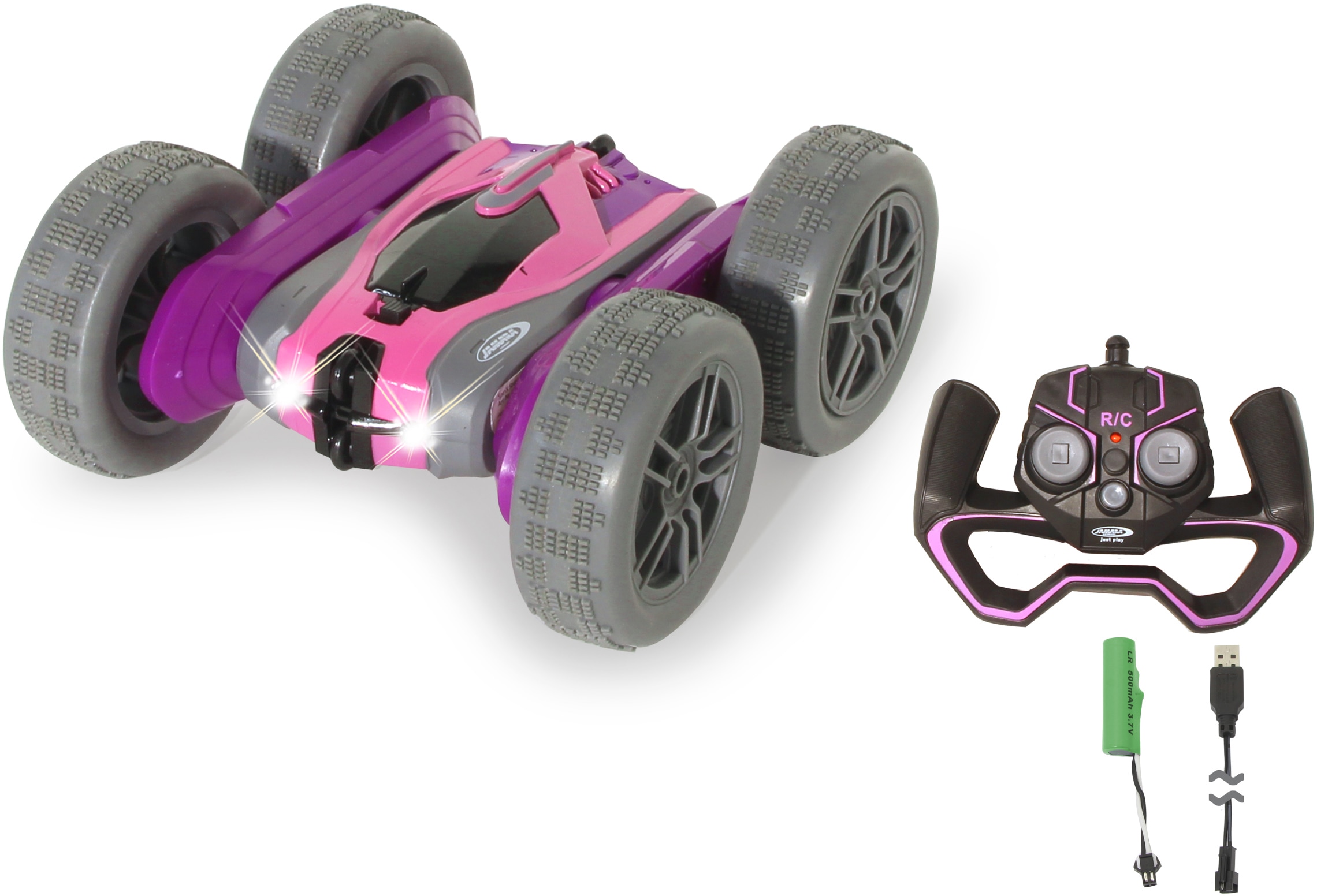 Jamara RC-Auto »SpinX Stuntcar 2,4GHz, lila-rosa«, mit zuschaltbarem LED-Licht