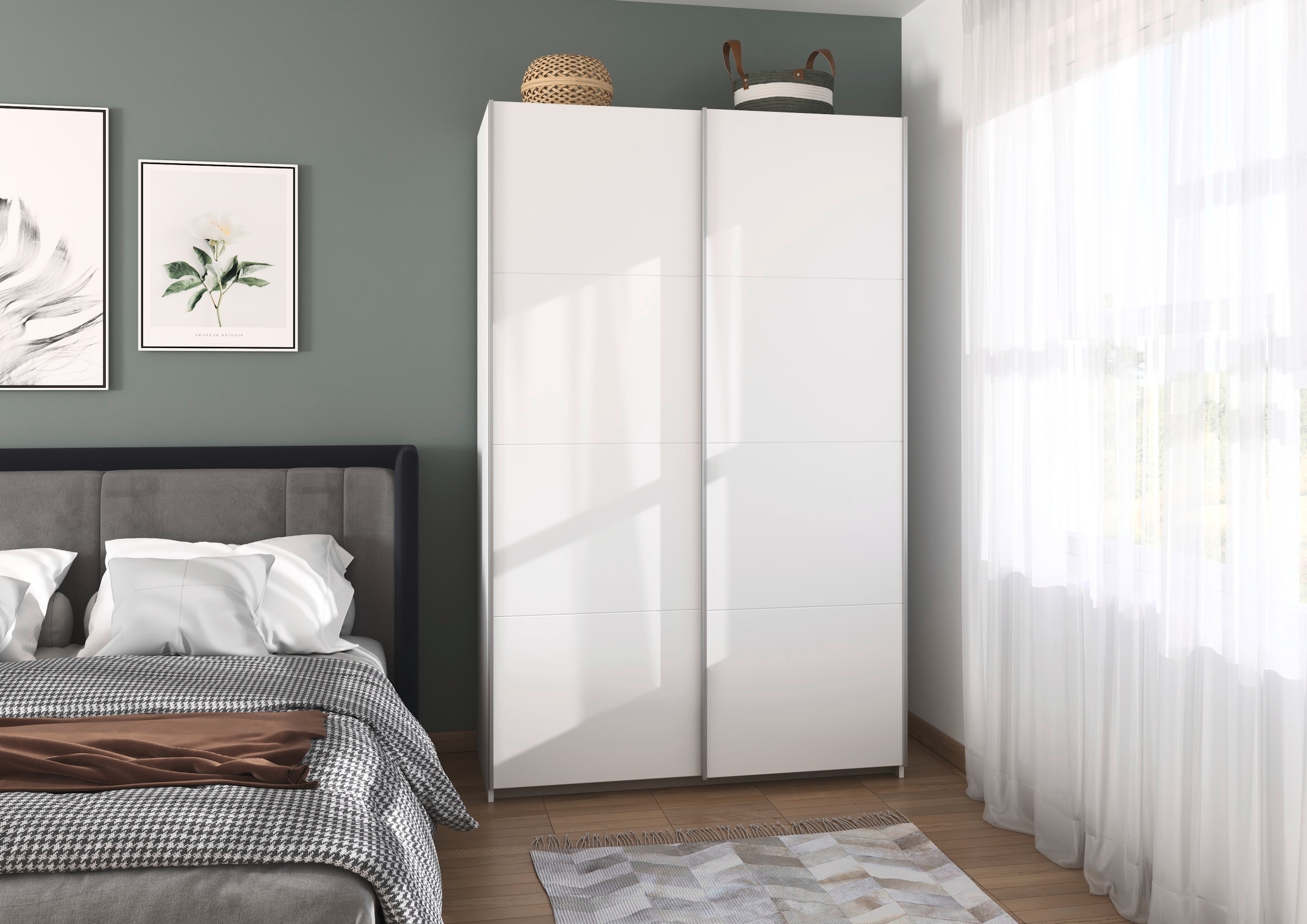 rauch Schwebetürenschrank »Kleiderschrank Schrank Garderobe Schlafzimmerschrank OXFORD«, (in 3 verschiedenen Ausstattungen BASIC/CLASSIC/PREMIUM), mit Griffleisten aus Metall, auch für kleinere Räume MADE IN GERMANY