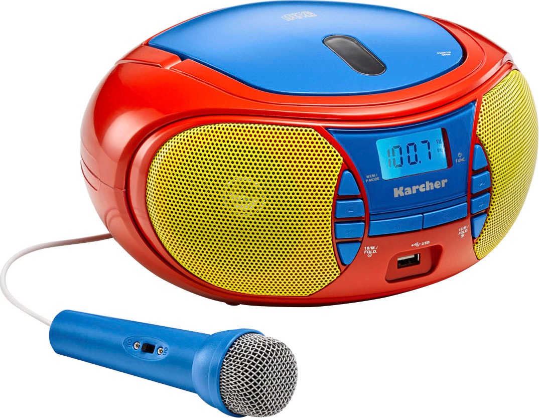 Karcher Boombox »RR 5026«, (FM-Tuner-UKW mit RDS 2,4 W), CD-Player, USB Anschluss, Kopfhöreranschluss, Mikrofon