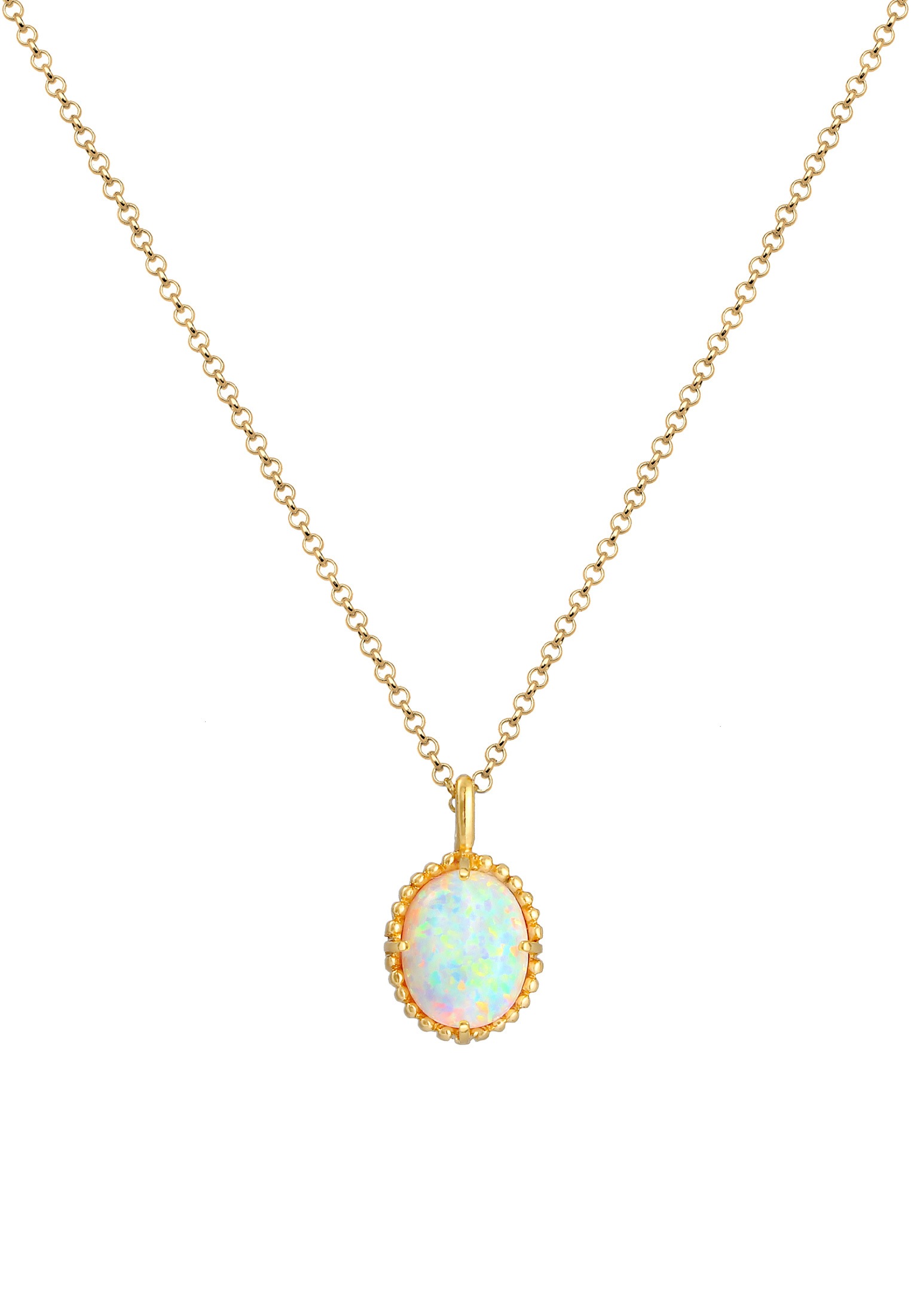 Elli Silberkette »Halskette Anhänger Opal Oval Vintage 925er Silber«