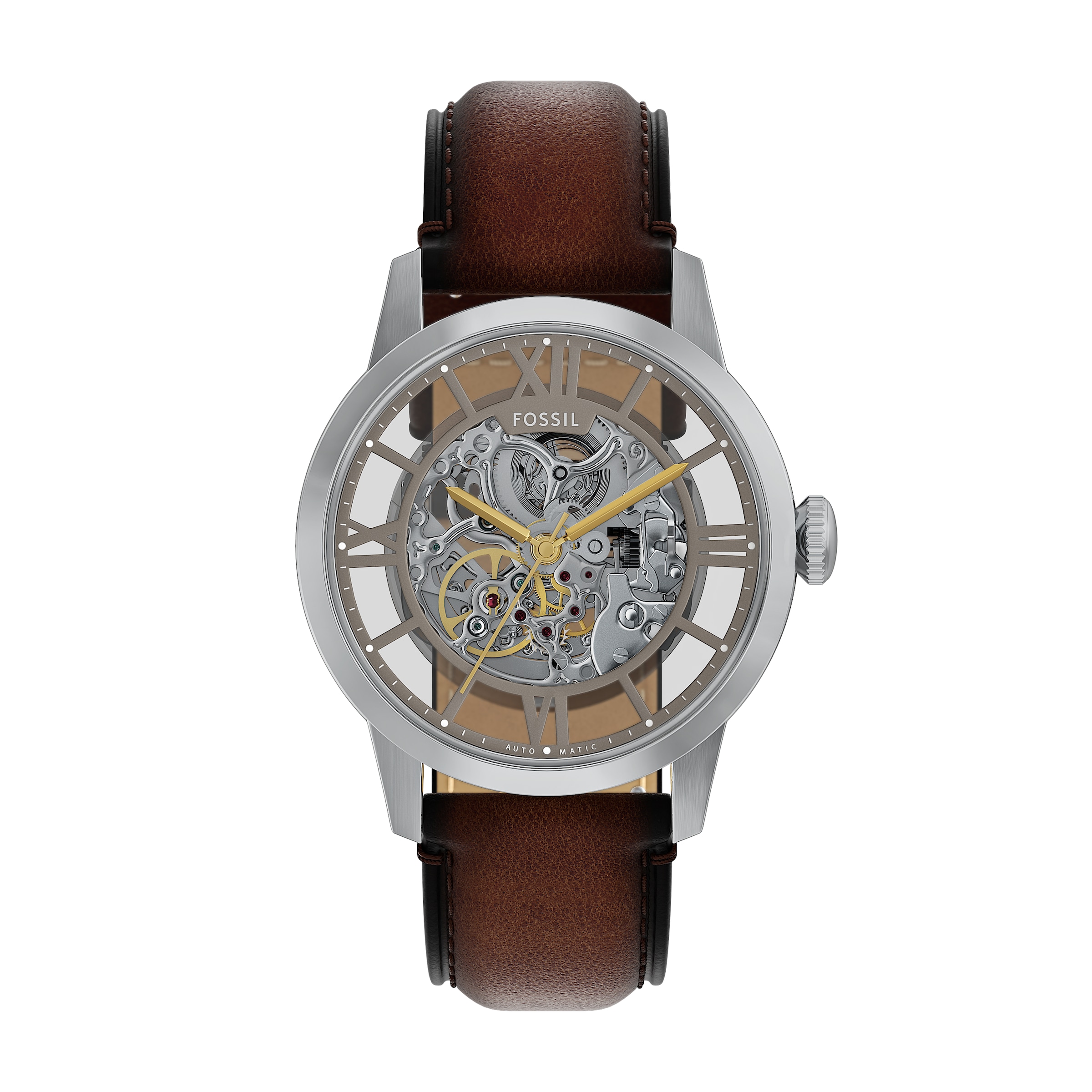 Fossil Automatikuhr »TOWNSMAN« Armbanduhr, Herrenuhr, Mechanische Uhr, Lederarmband, analog