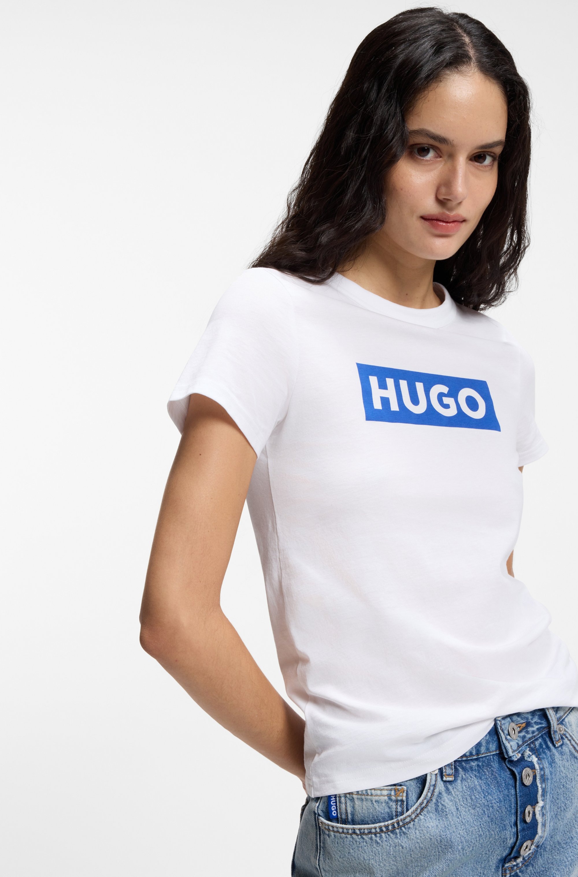 HUGO Blue T-Shirt »Classic Tee« mit Rundhals, Logodruck