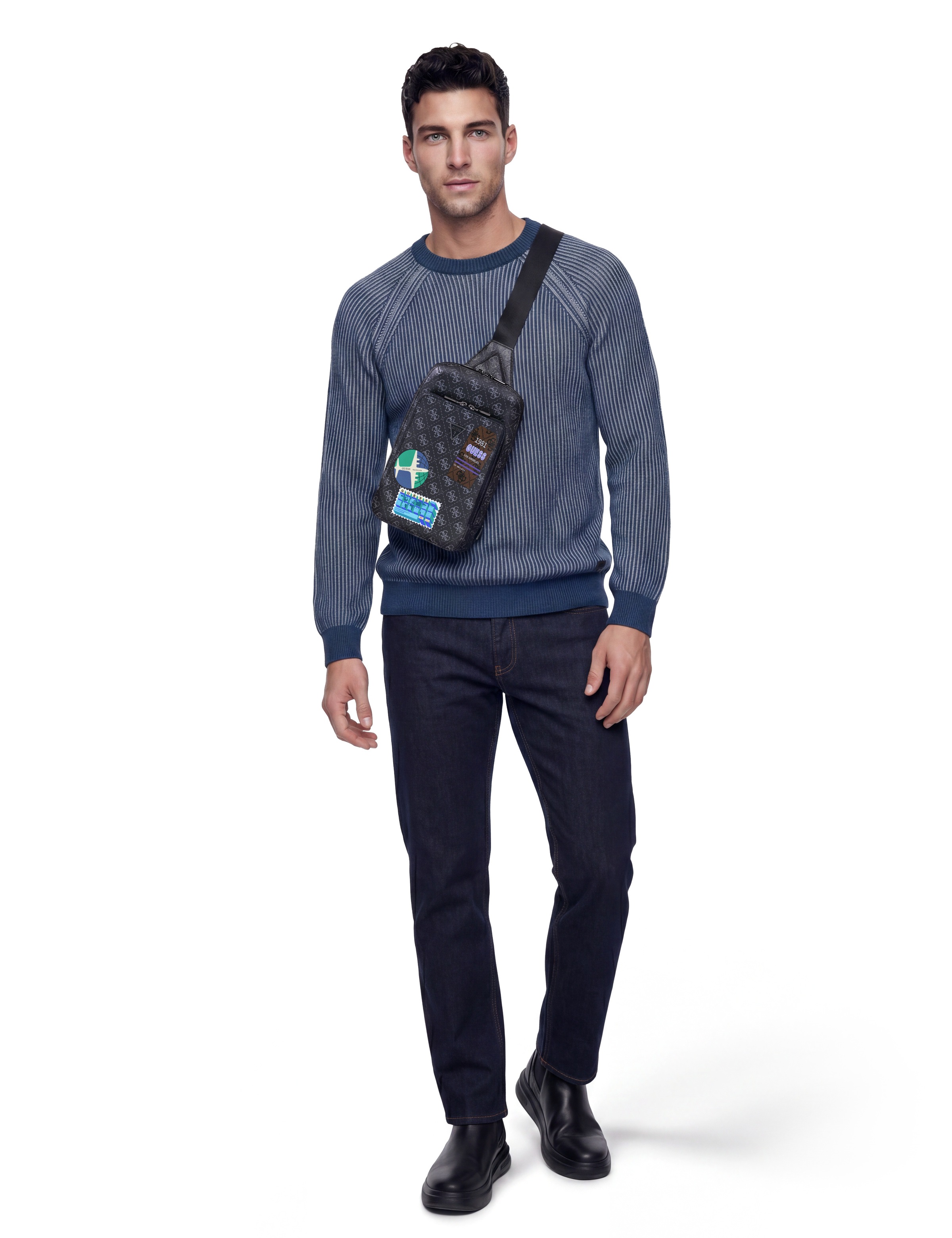 Guess Strickpullover »NIRO VANISÃˆ STRIPES« mit Wolle, Rundhalsausschnitt, Regular Fit