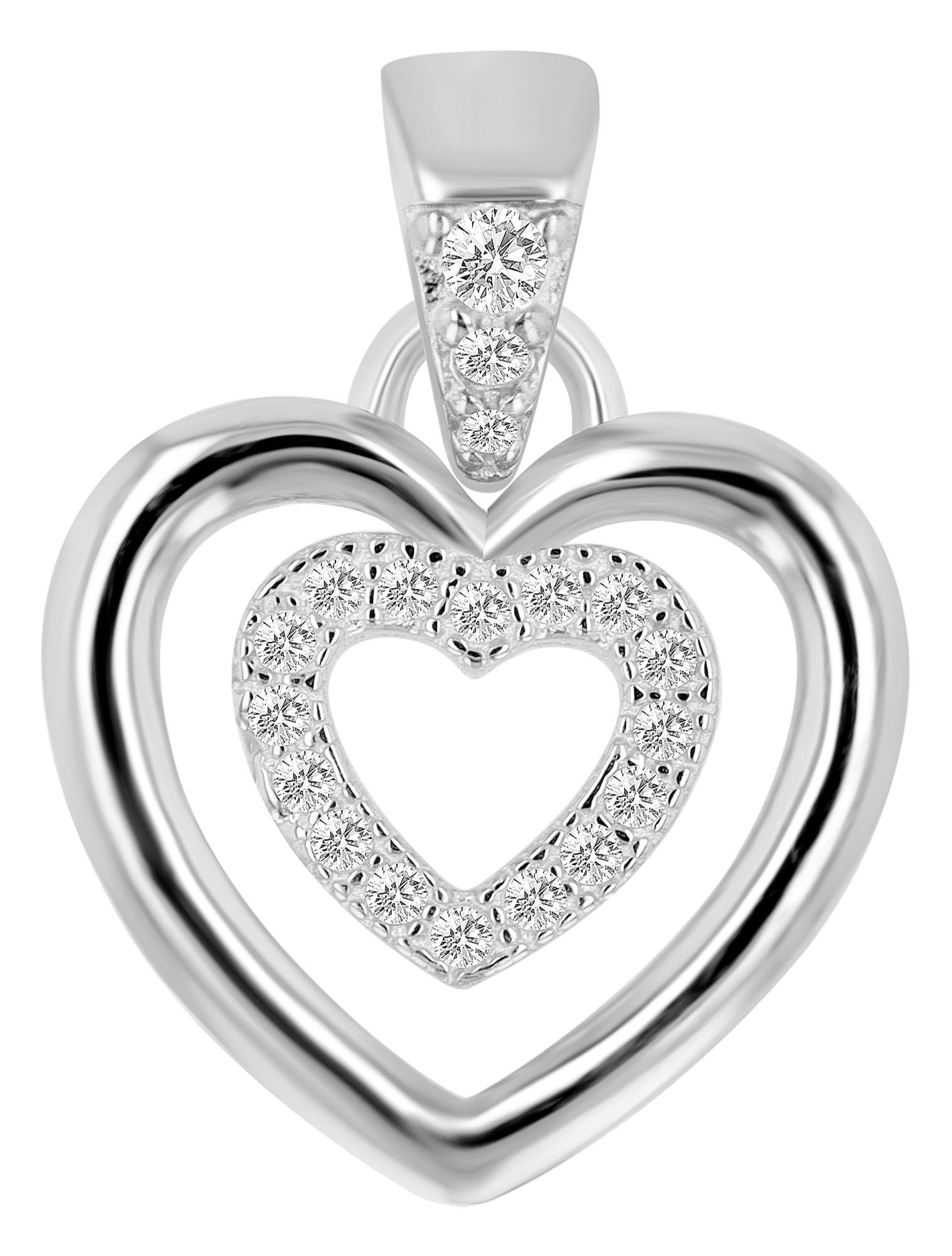 Adelia´s Herzanhänger »Damen Anhänger ¿ Herz Herzanhänger aus 925 Silber mit Zirkonia«