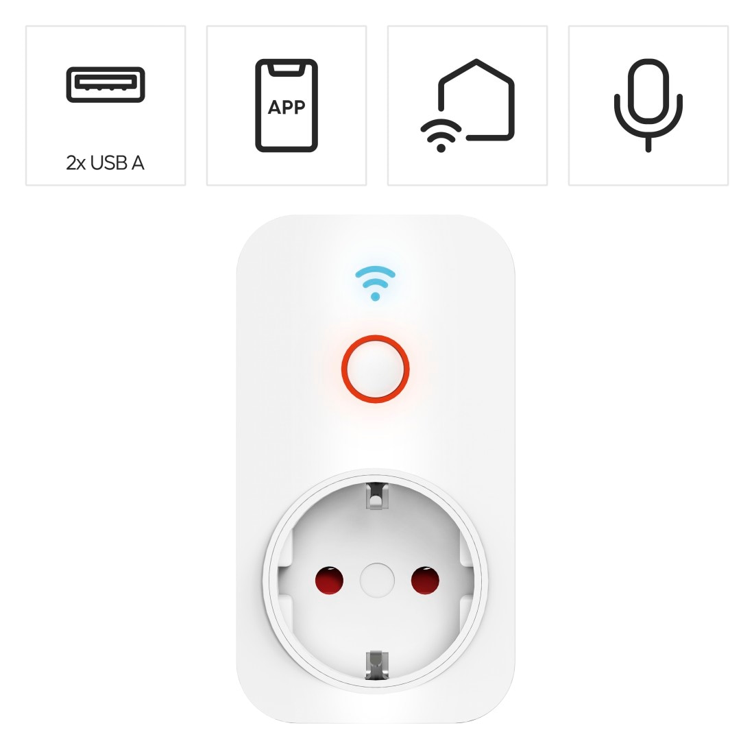 Hama Funksteckdose »WLAN Steckdose, 2x USB-A, per Sprache/App steuern, 2300W, 10A«