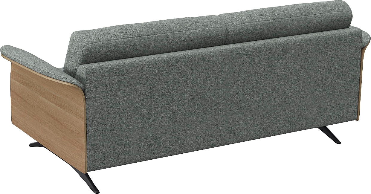 FLEXLUX 2,5-Sitzer »Glow Sofa, Couch, Premium-Sitzkomfort: Kaltschaum & Federkern«, Armlehnenblende in geölter Eiche, Fuß schwarz