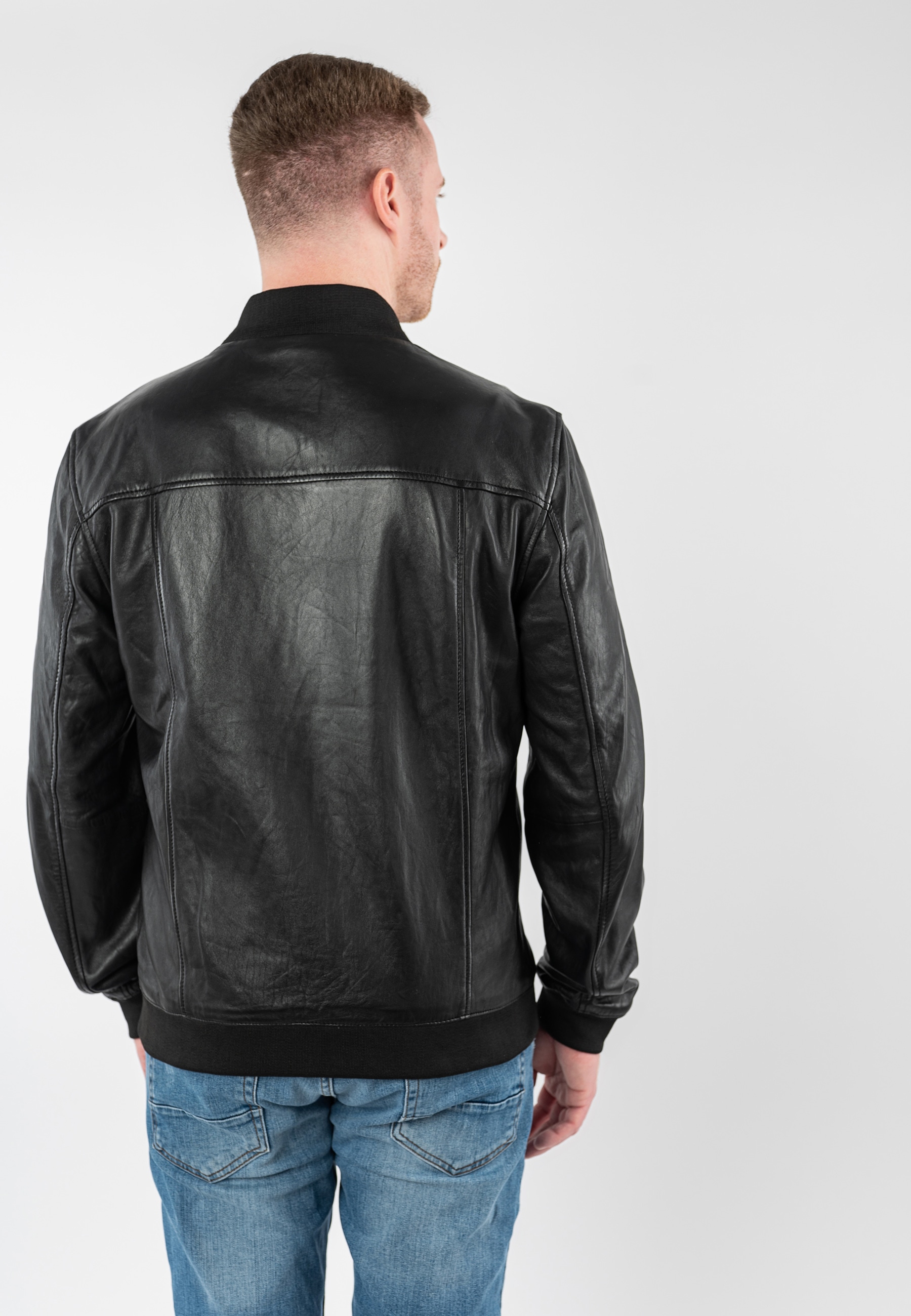 Mauritius Lederjacke »MMTorino« im Bomberjacken-Stil mit geripptem Kragen