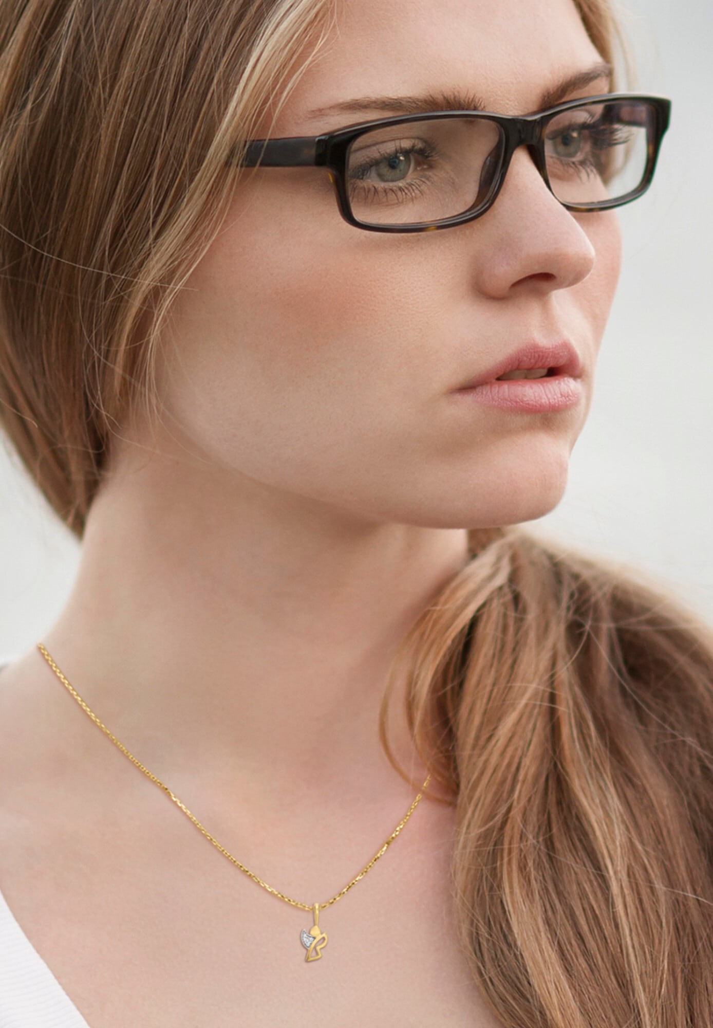 ONE ELEMENT Kettenanhänger »Zirkonia Engel Anhänger aus 333 Gelbgold«