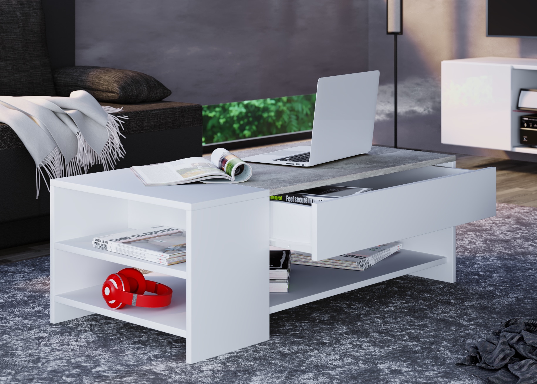 VCM Beistelltisch »Holz Sofatisch Couchtisch Schublade Tindus«