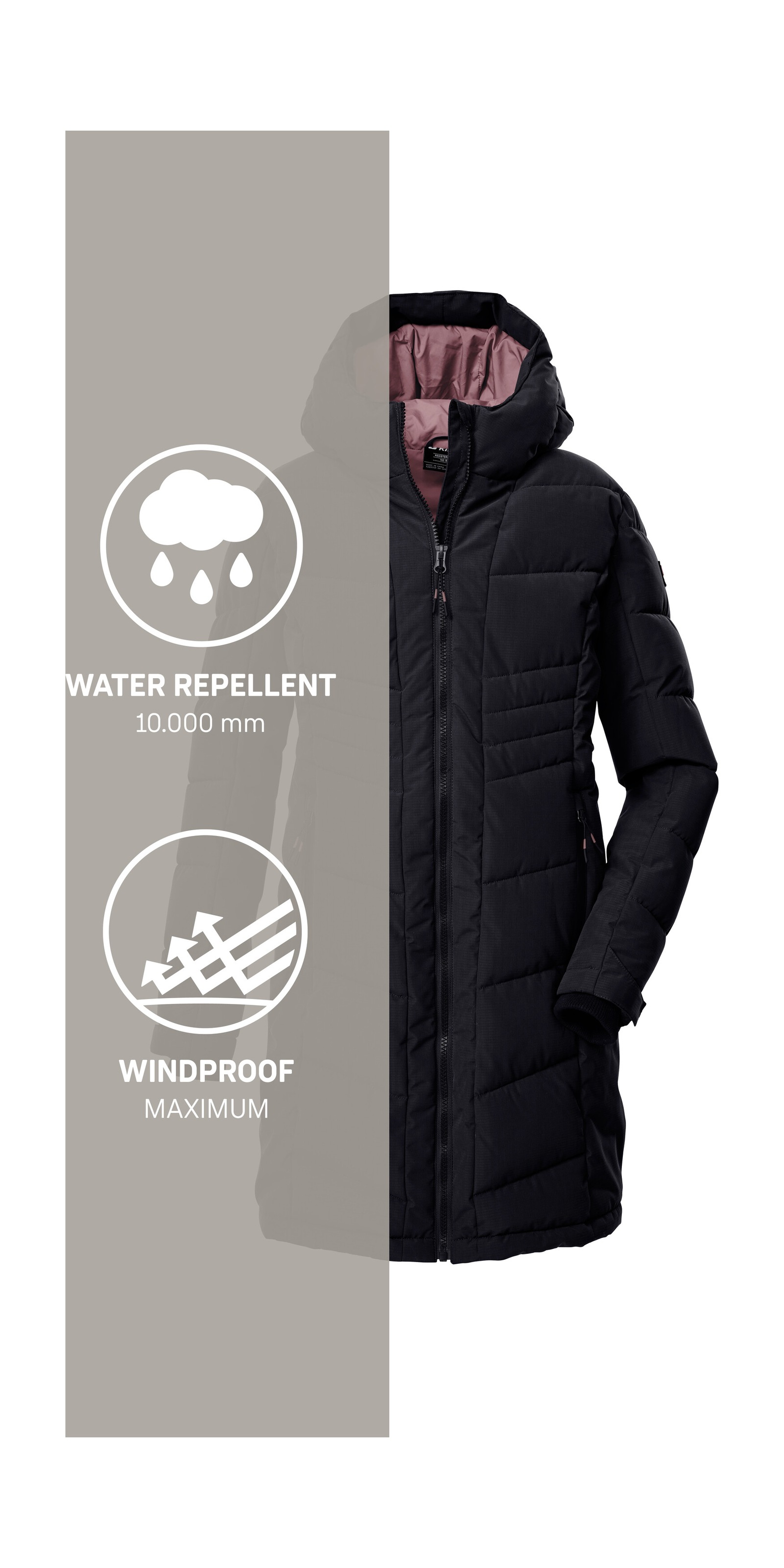 Killtec Steppmantel »KOW 219 GRLS QLTD CT«, Winddichter, wasserabweisender Mantel mit 10.000 mm Wassersäule