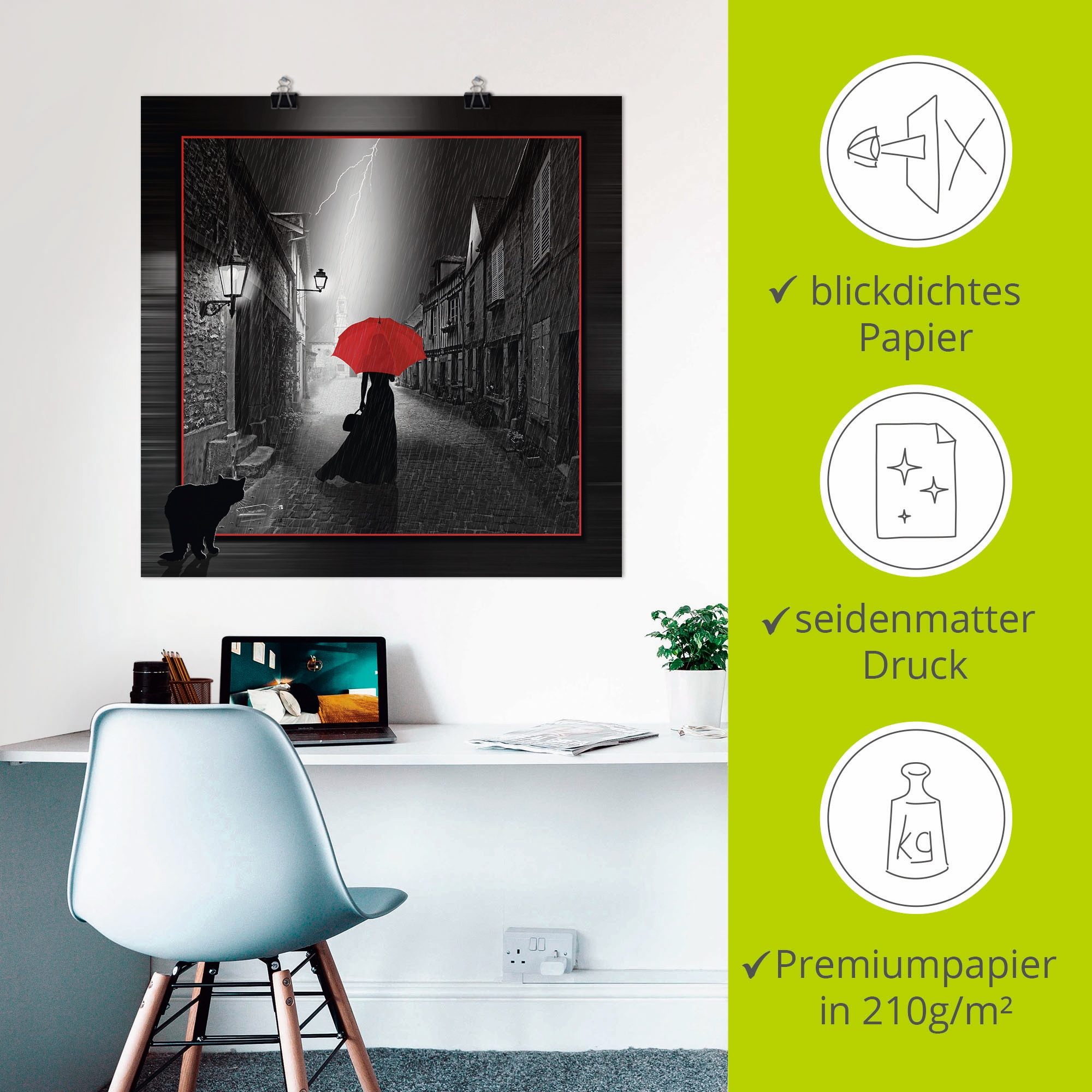 Artland Wandbild »Die Frau mit dem roten Schirm 2« Frau 1 Stk. tlg. als Leinwandbild, Poster in verschied. Größen