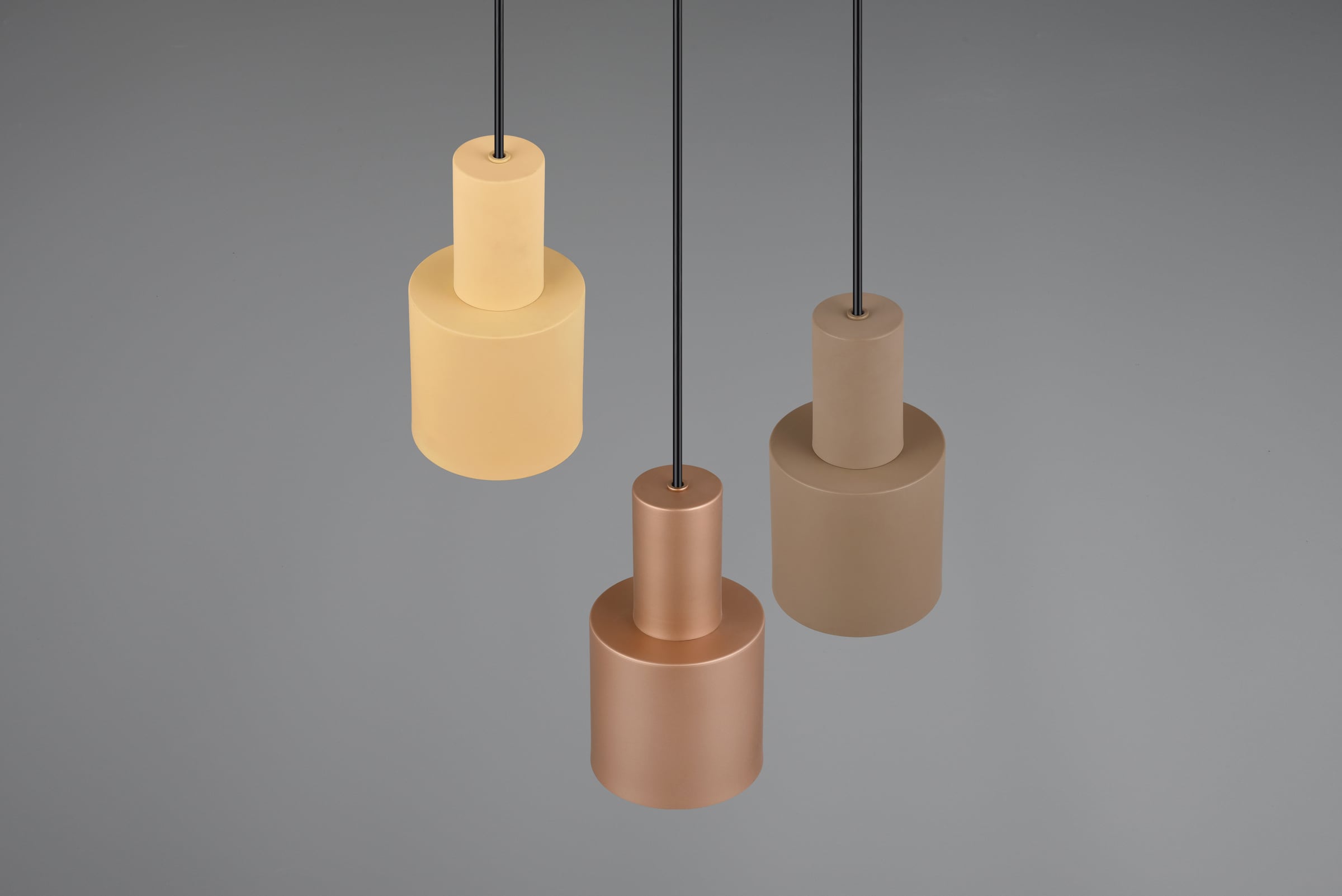 TRIO Leuchten Pendelleuchte »AGUDO, Hängelampe 3-flammig exkl 3xE27 max 40W höhenverstellbar«, 3 flammig, Leuchtmittel E27 | Leuchtmittel wechselbar, mehrfarbige Lampenschirme in beige taupe & coffee, Esszimmerlampe