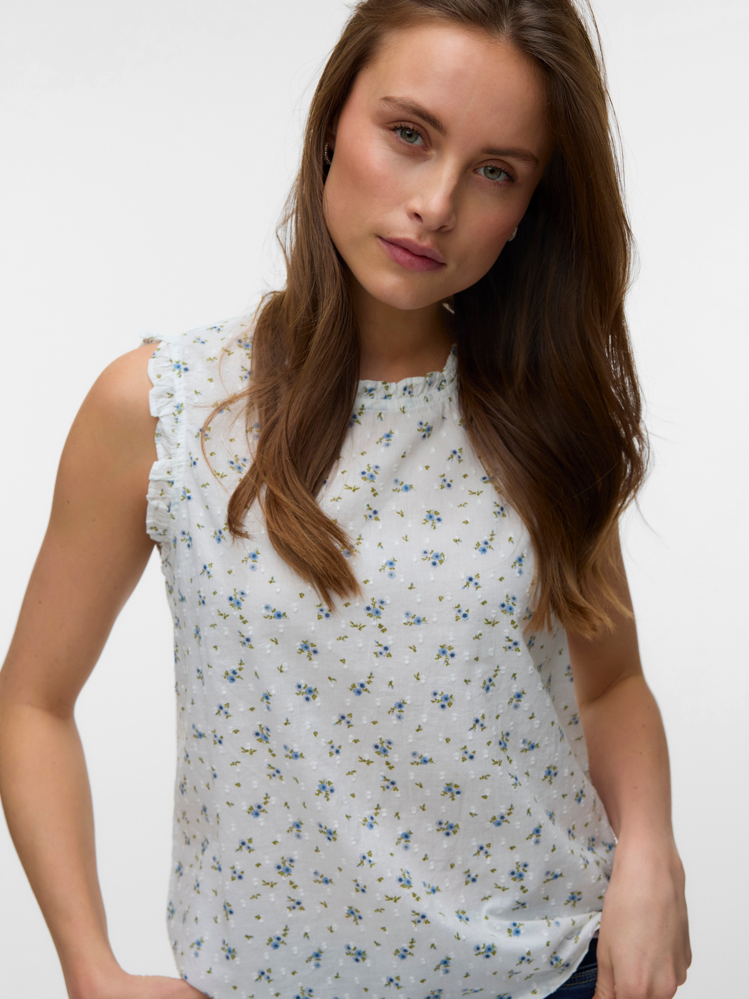 Vero Moda Rüschentop »VMTRINE SL TOP WVN NOOS« Baumwolle