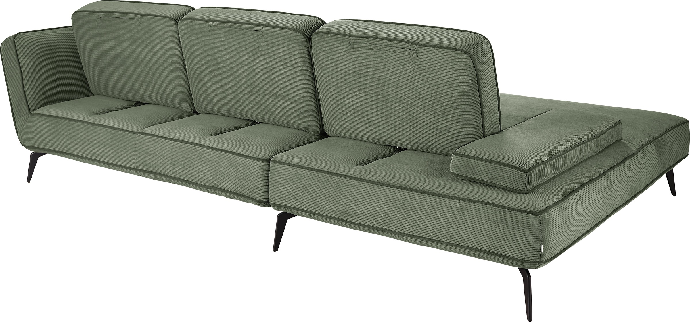 set one by Musterring Ecksofa »SO 4500, Füße schwarz matt, inkl Schwenkrückenfunktion, Cord, L-Form«, wahlweise mit Kopfstütze/Armteilverstellung/Rückenneigung