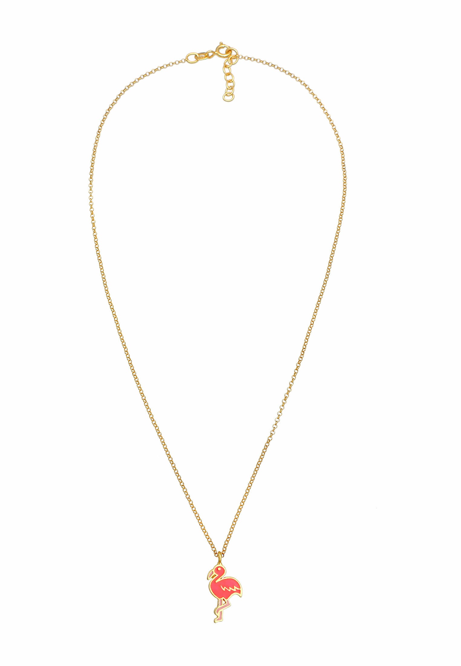Elli Silberkette »Halskette Kinder Flamingo Emaille Bunt 925 Silber«