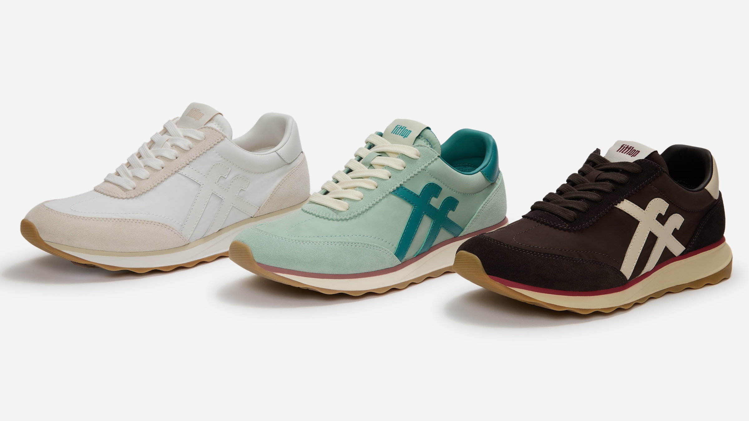 Fitflop Keilsneaker »RETRO-Q FF FABRIC/SUEDE SNEAKERS«  Schnürschuh, Freizeitschuh, Halbschuh mit Kontrastbesatz