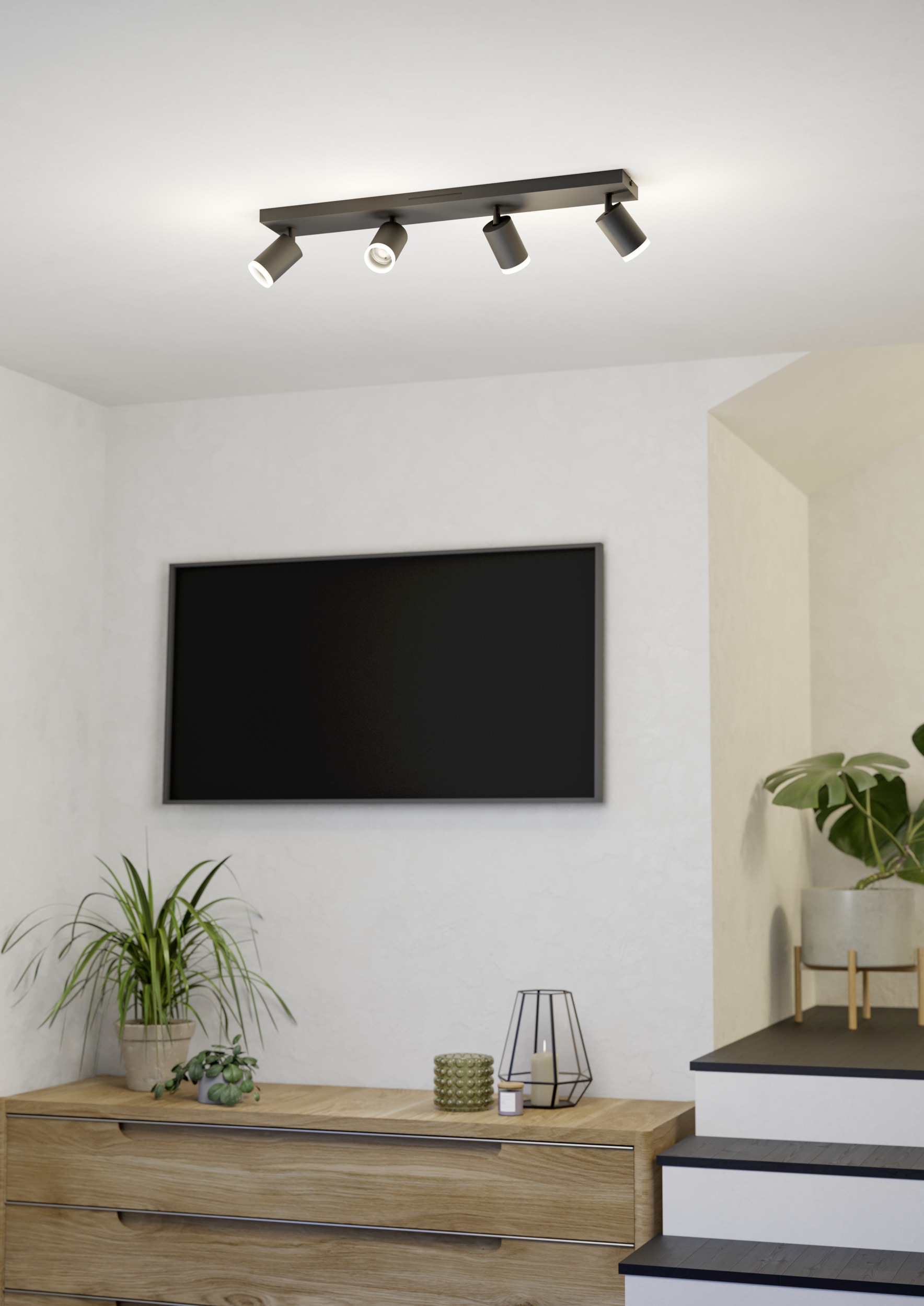 EGLO Deckenleuchte »MELITELLO-Z Spotlampe - Alu, Stahl - LED - 4X3,7W - IP20« LED-Modul 1 Stk. Kaltweiß | Neutralweiß | RGB | Warmweiß Wandleuchte, Wandspot, schwenkbar, Strahler, L68 x B10,5 x H8 cm