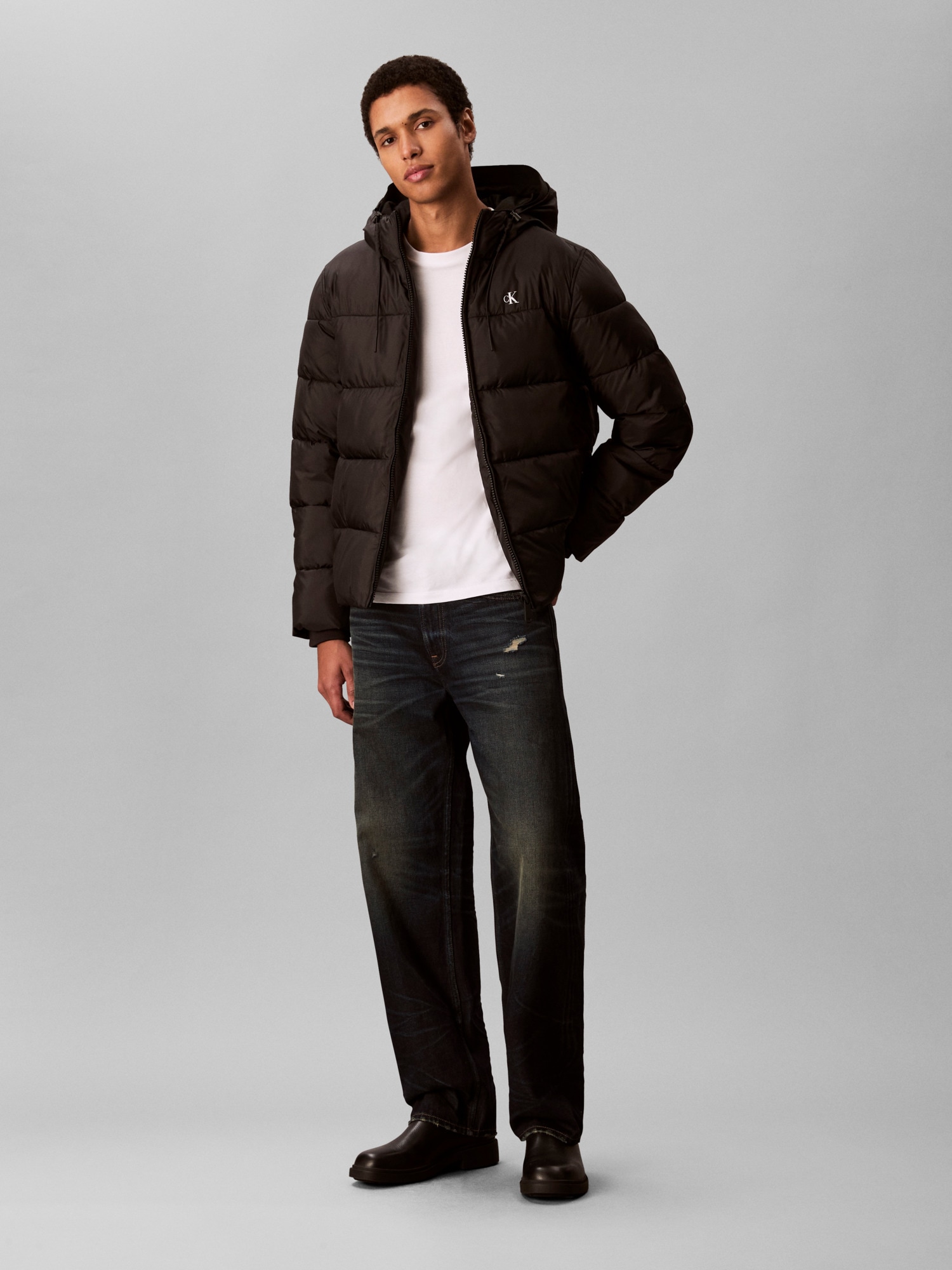 Calvin Klein Steppjacke, mit Kapuze, Kapuze mit Kordelzug, regular fit