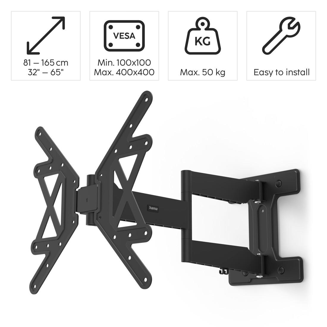 Hama TV-Wandhalterung »TV Halterung schwenkbar, vollbeweglich, (32"- 65"), 43", 50", 55"«, bis 165 cm Zoll