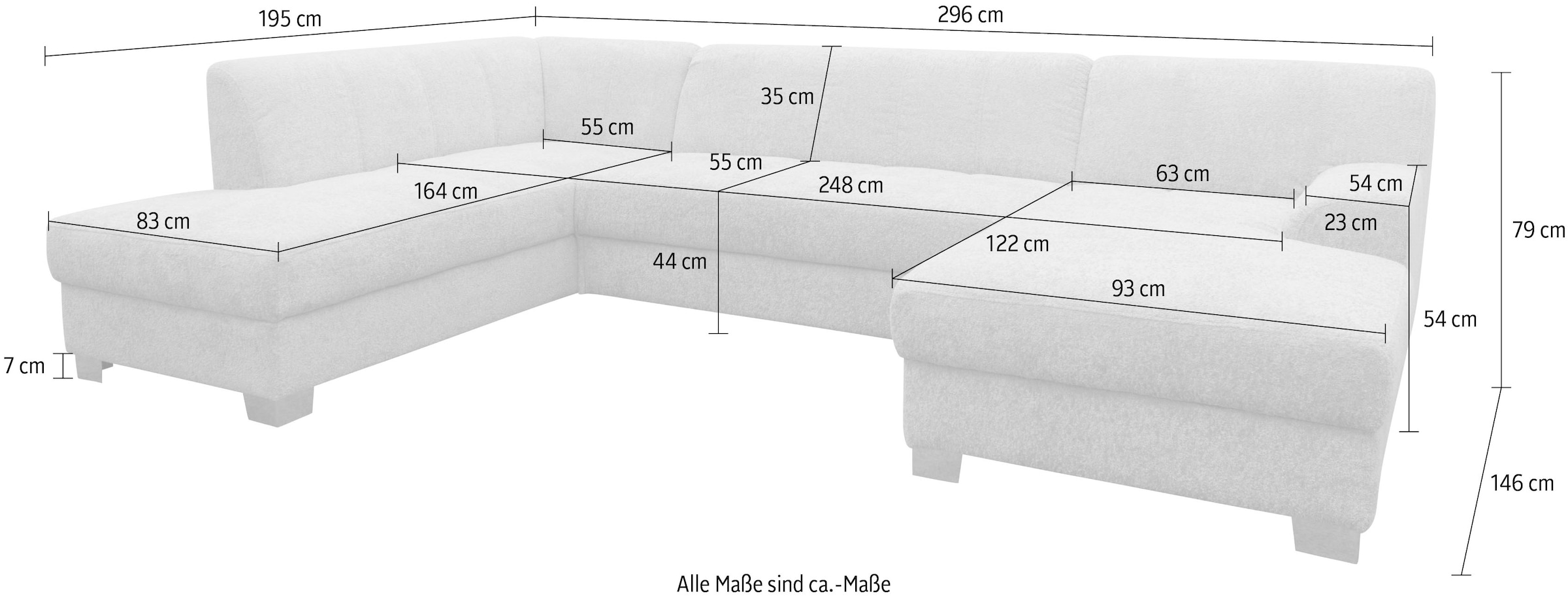 OTTO home Wohnlandschaft »Lolland 296 x 195 cm, modern, mit Steppungen, gemütlich« U-Form, aus Pet Friendly Bezug