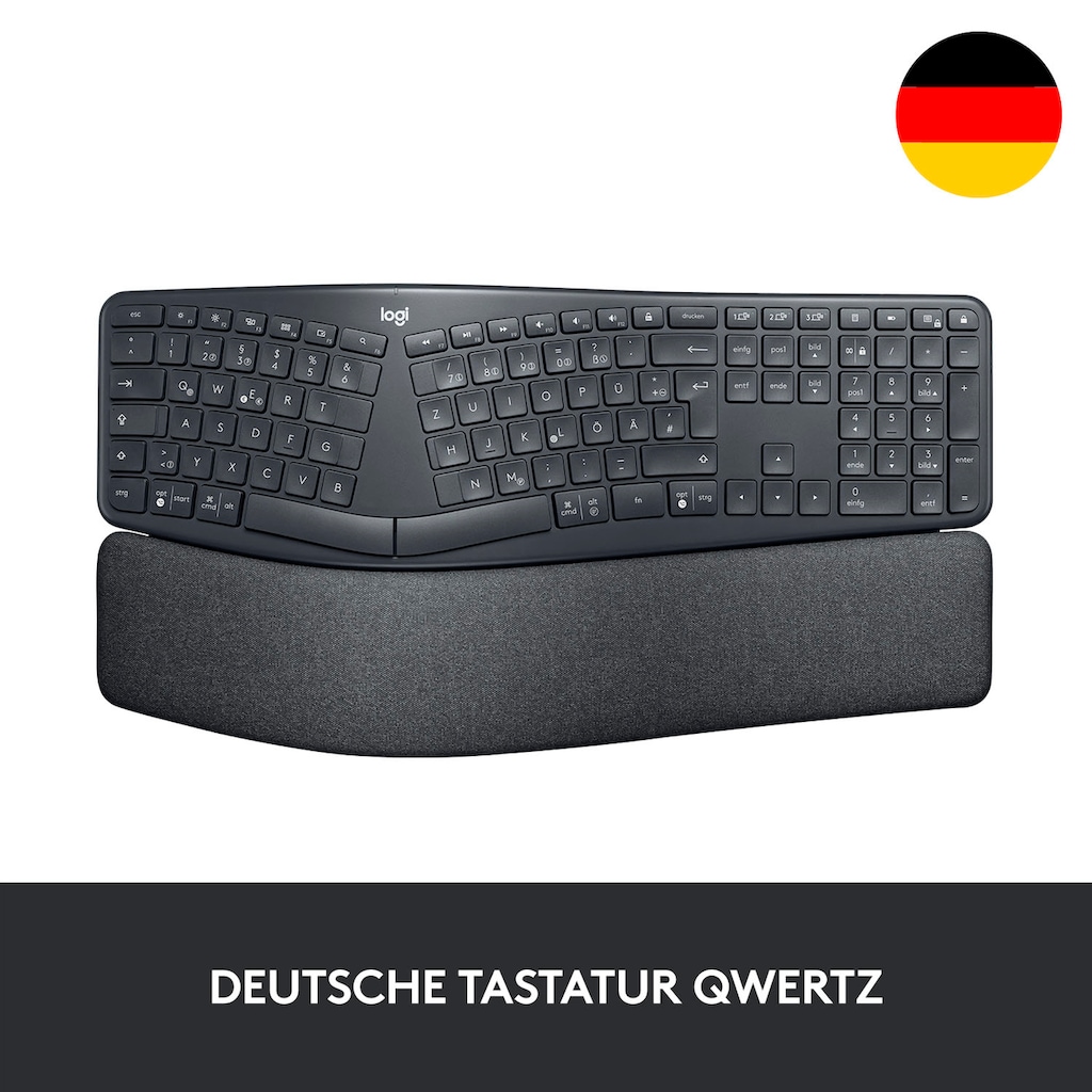 Logitech ergonomische Tastatur »ERGO K860«, (ergonomische Form-Handgelenkauflage-ausklappbare Füße)