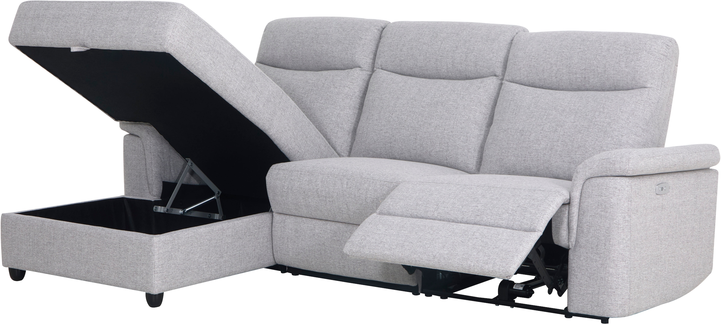 Home affaire Ecksofa »BRIONNE, L-Form, 255cm, manuelle u. elektrische Funktion (USB A/C),« Liegefunktion, Stauraum, Federkernpolsterung, Webstoff