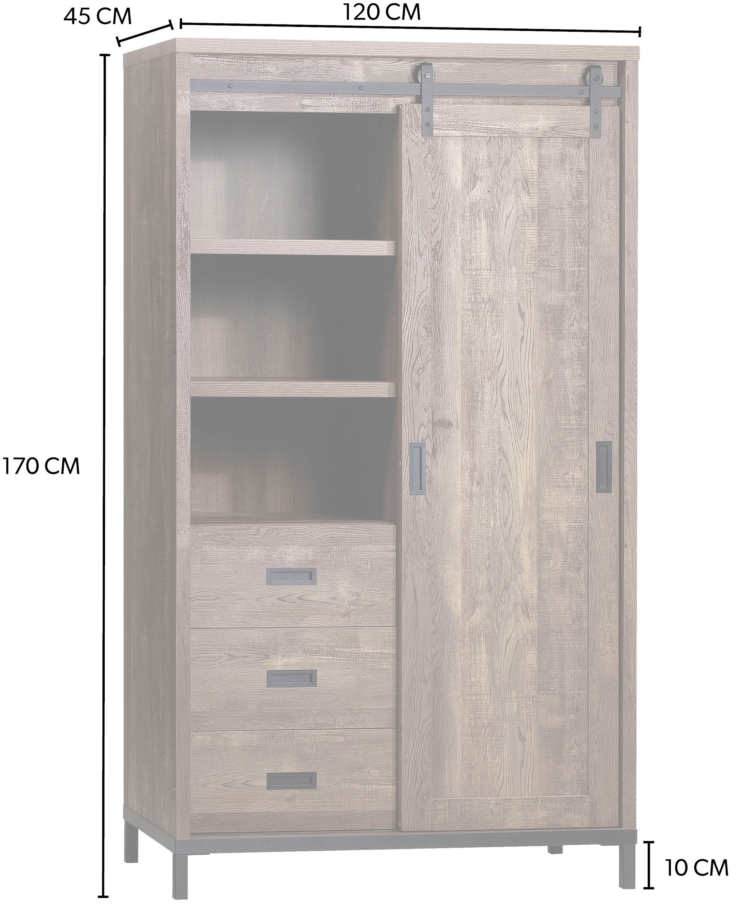 OMG Design Mehrzweckschrank »Stanley Wohnzimmerschrank«, mit Schiebetür, Höhe 170 cm
