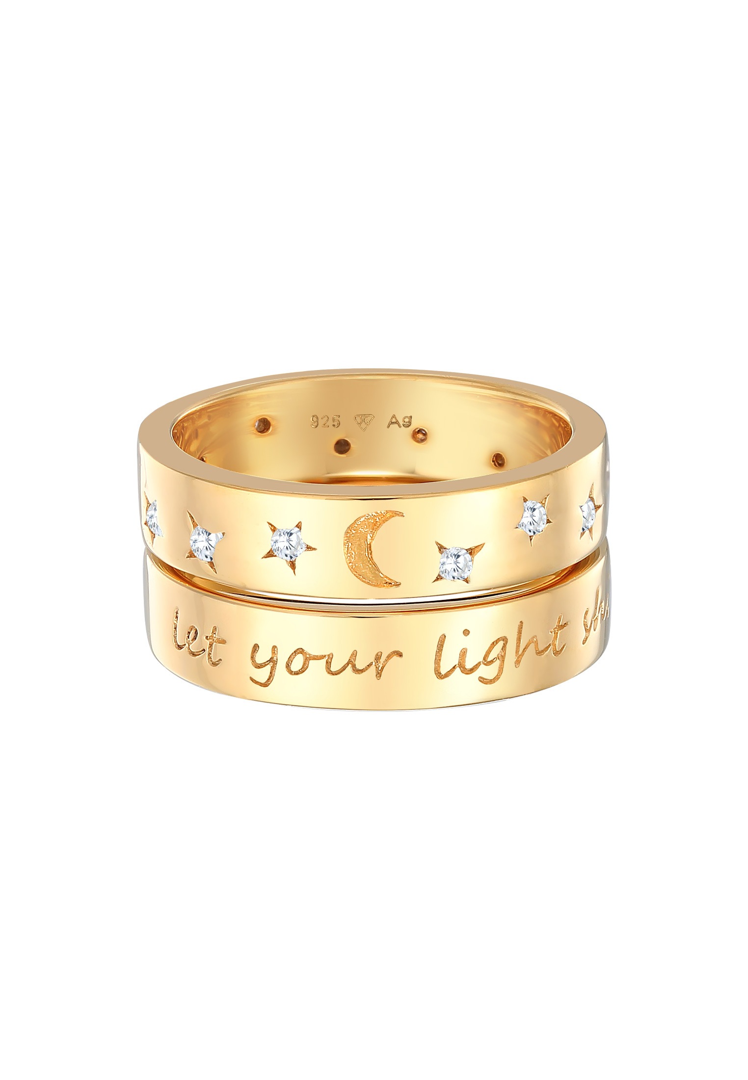 Elli Ring-Set »Ring Mond Stern - Let Your Light Shine 925 Silber«