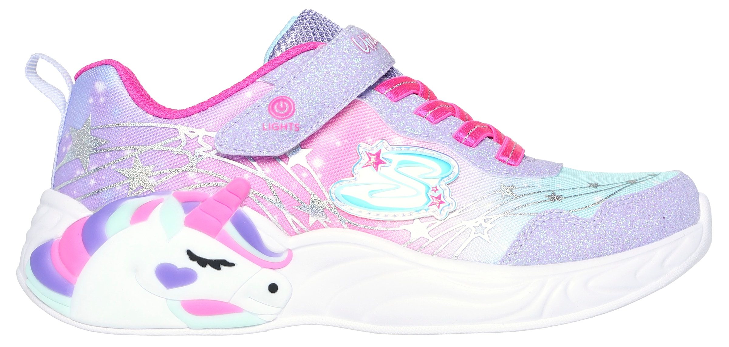 Skechers Sneaker »UNICORN DREAMS«, Blinkschuh, Klettschuh, Kinderschuh mit Gummizug und Klettriegel