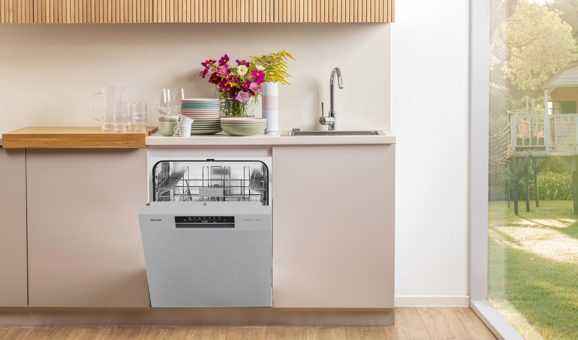 GORENJE Unterbaugeschirrspüler »GU642C90W« 9,7 l 14 tlg. Maßgedecke auto. Türöffnung, Hygiene Programm, Startzeitvorwahl