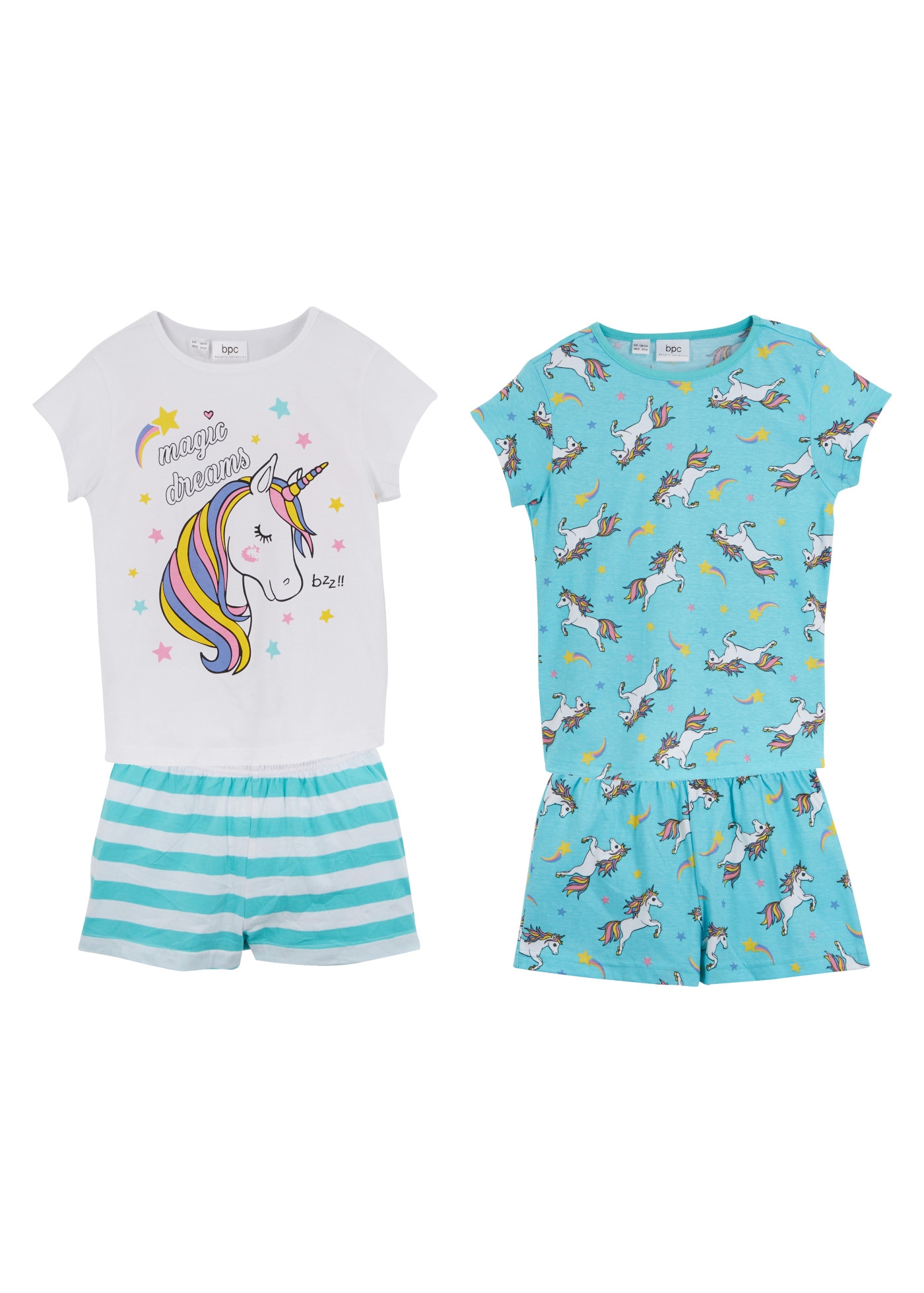 bonprix Shorty Set,  vierteiliger Shorty-Pyjama, zwei T-Shirts mit Druck, aus Baumwolle