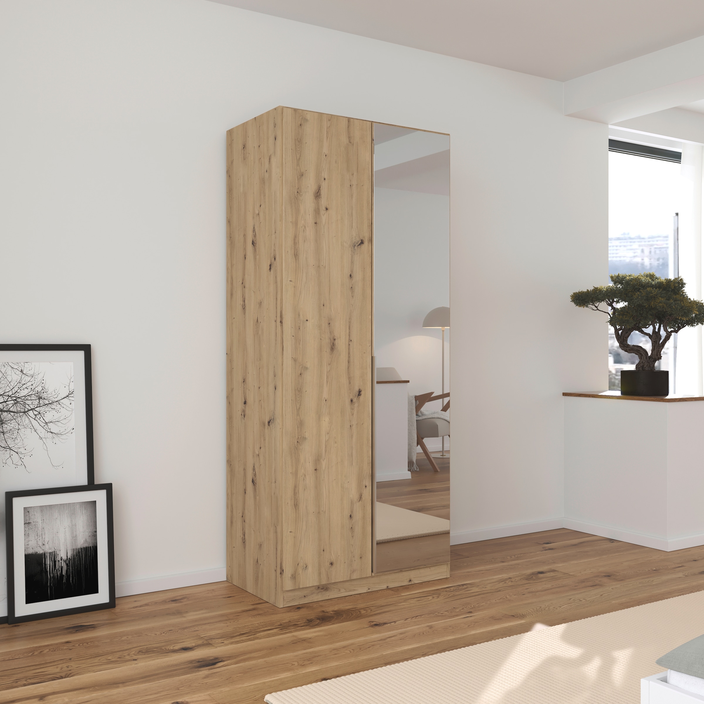 rauch Drehtürenschrank »Kleiderschrank Schrank Garderobe AGORDO mit Dekor- oder Hochglanzfront«, (in zwei Griff-Farben), durchdachte Innenausstattung, in 6 Breiten und 2 Höhen MADE IN GERMANY