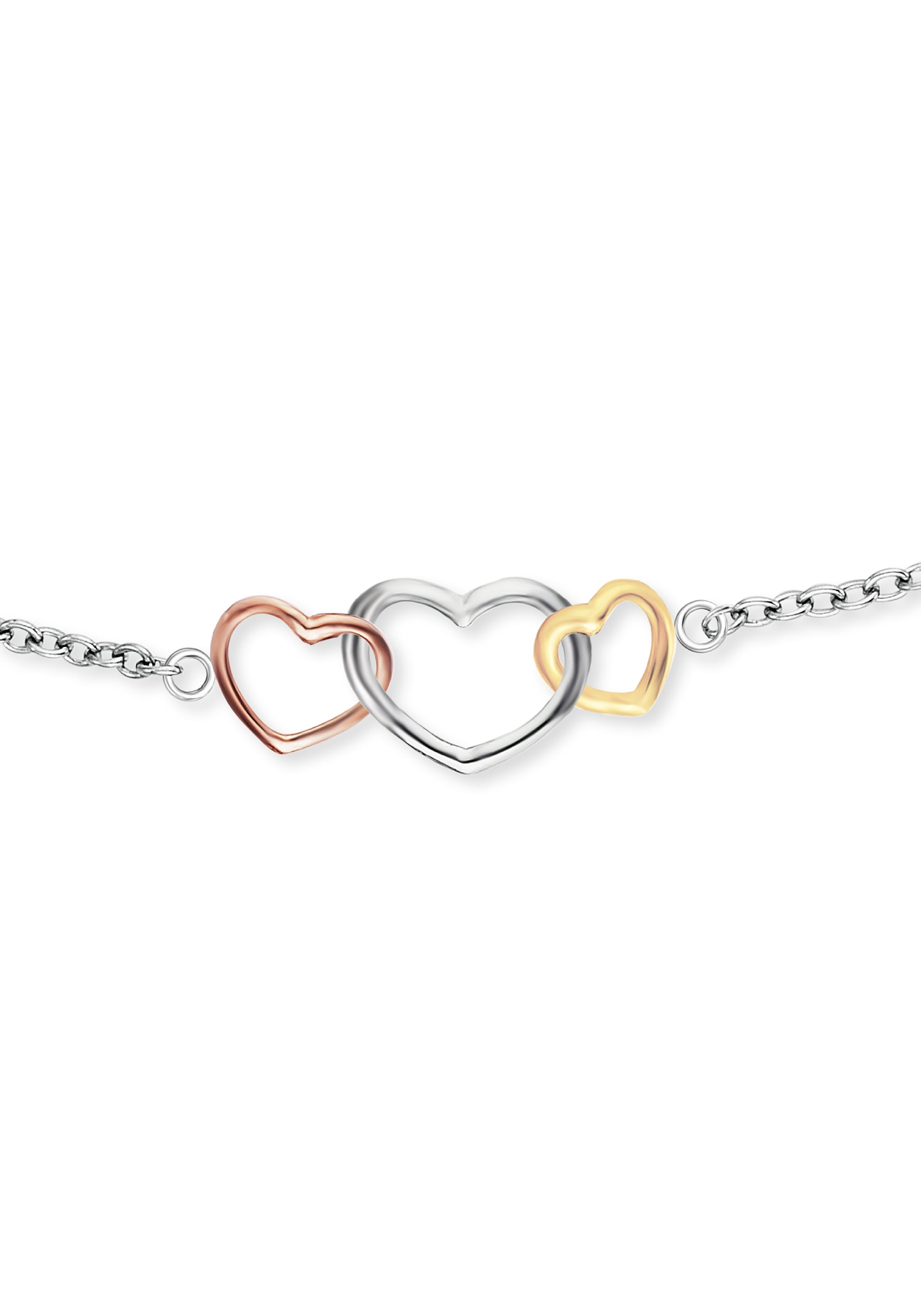 Engelsrufer Armband »3 HERZEN SILBER TRICOLOR, RB-WITHLOVE-03«