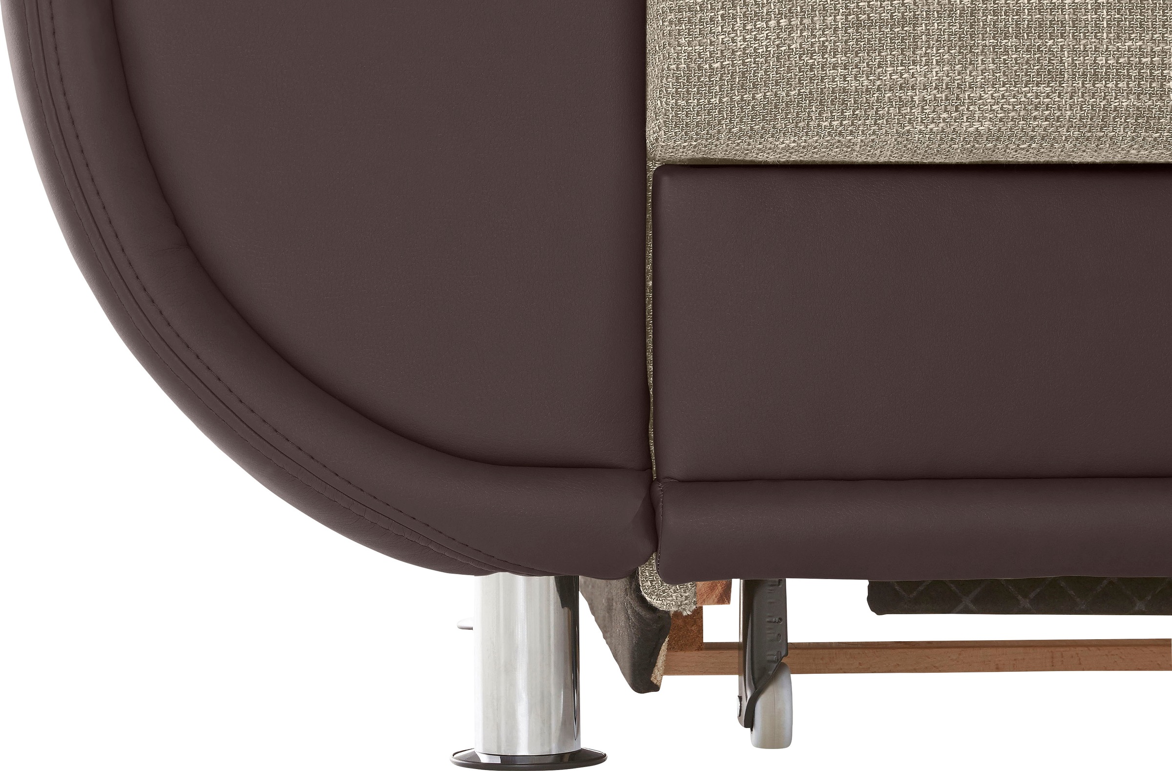 TRENDMANUFAKTUR Ecksofa »Rondo 3, zeitlos und bequem, Materialmix, breite Armlehnen, L-Form«, wahlweise mit Federkern für mehr Komfort, wahlweise mit Bettfunktion