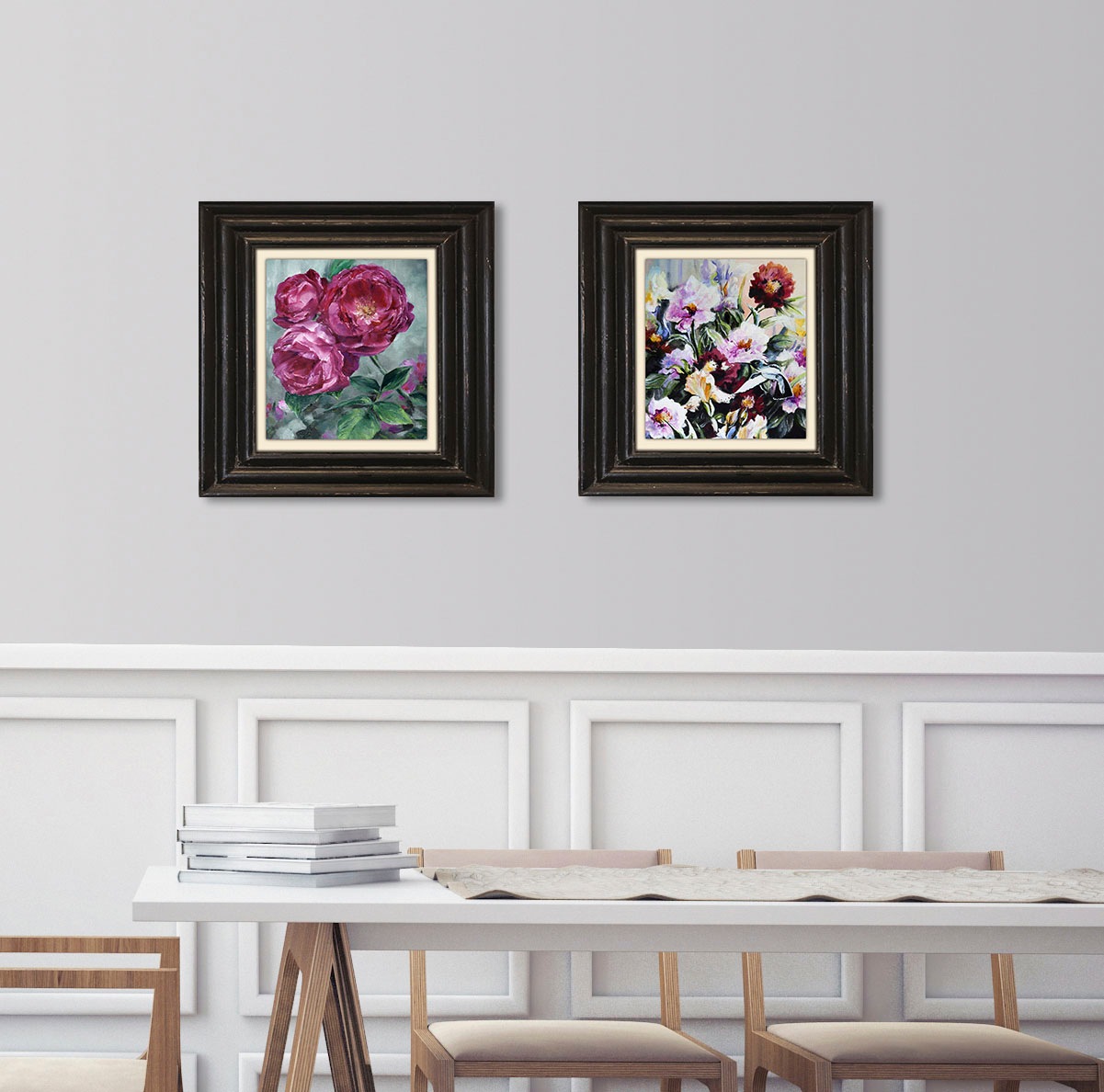 queence Leinwandbild »Blumen«, Kunst-Blumen-Blumenbilder-Stillleben-Garten-Gartenbilder, Premium-Leinwandstoff, Handarbeit aus Deutschland, 40x40cm